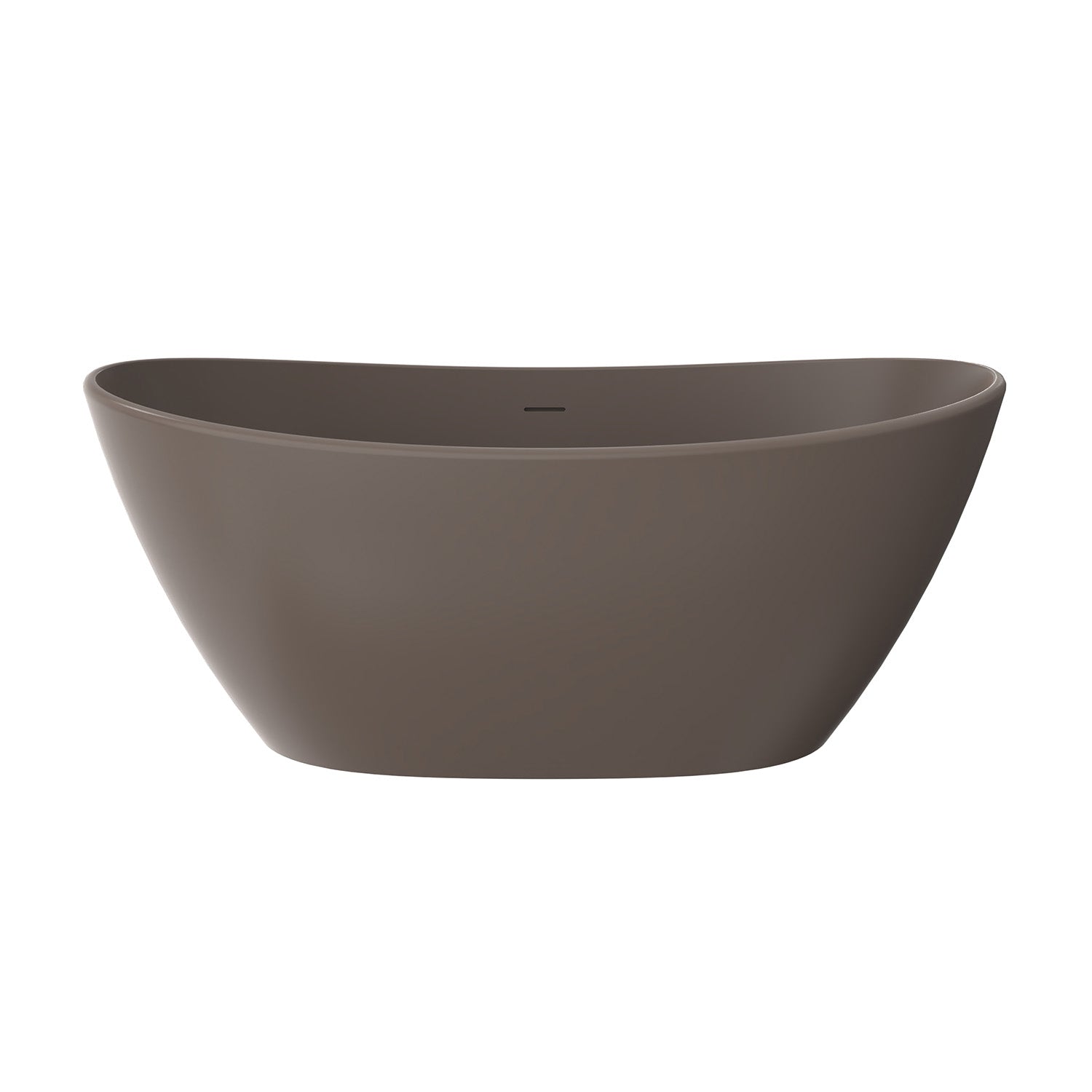 61 in. Oval Solid Surface Freestanding Soaking Bathtub, Stone Resin Deep Soaking Tub with Center Drain