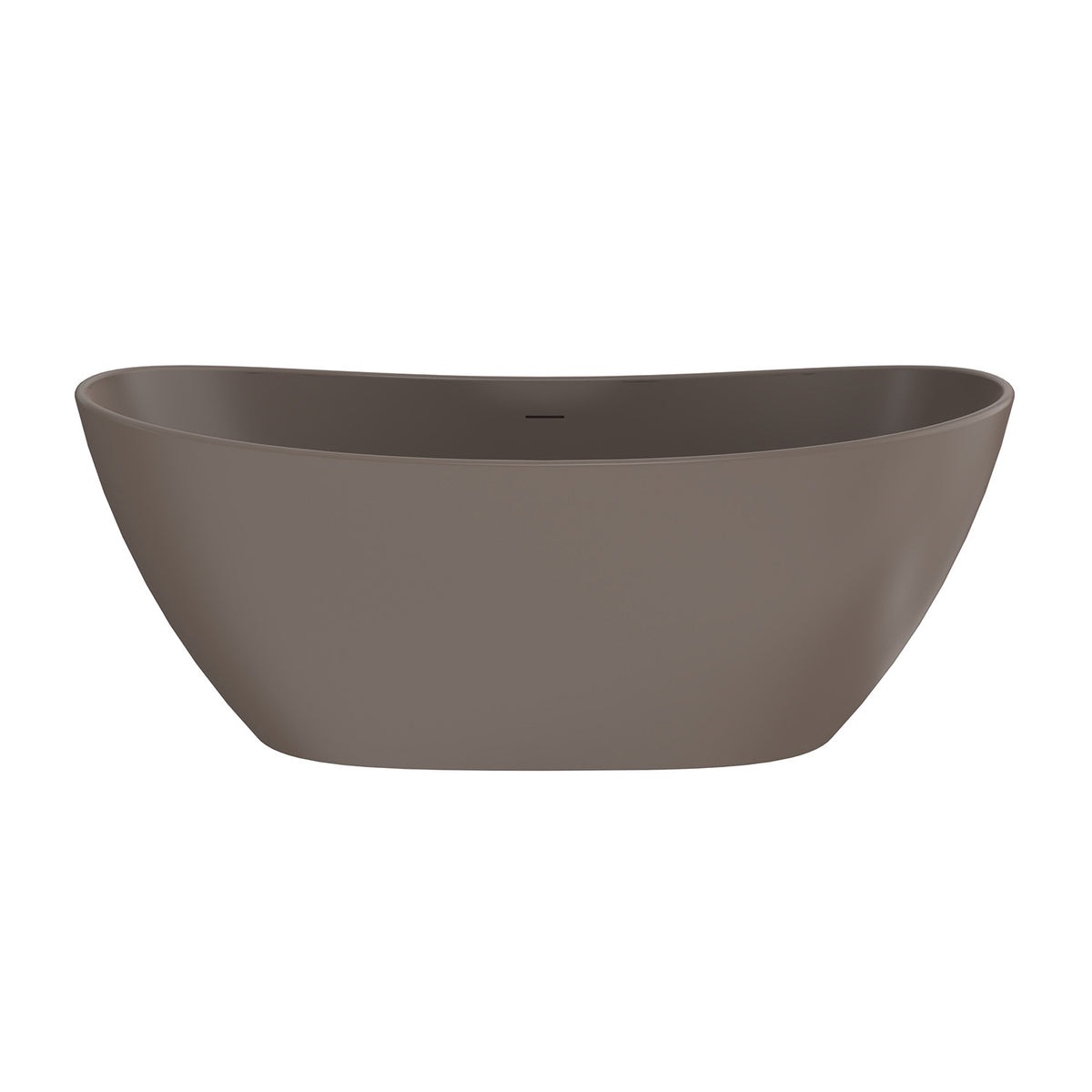RAINLEX 65 in. Oval Solid Surface Freestanding Soaking Bathtub with Center Drain