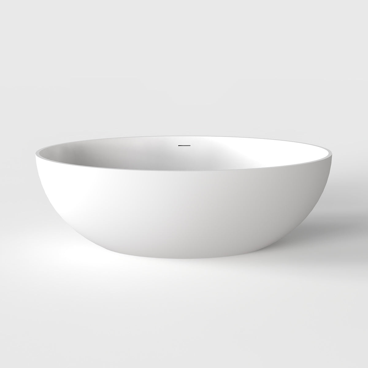 RAINLEX 67 in. Oval Solid Surface Freestanding Soaking Bathtub