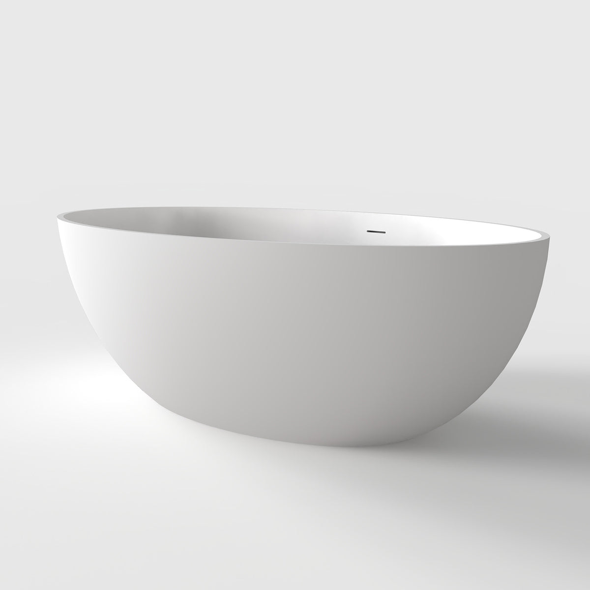RAINLEX 67 in. Oval Solid Surface Freestanding Soaking Bathtub