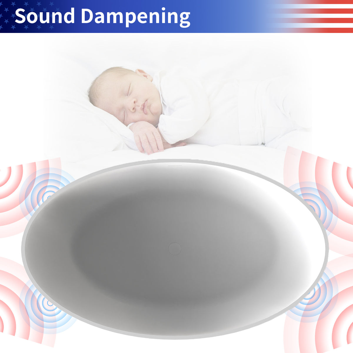 RAINLEX 67 in. Oval Solid Surface Freestanding Soaking Bathtub