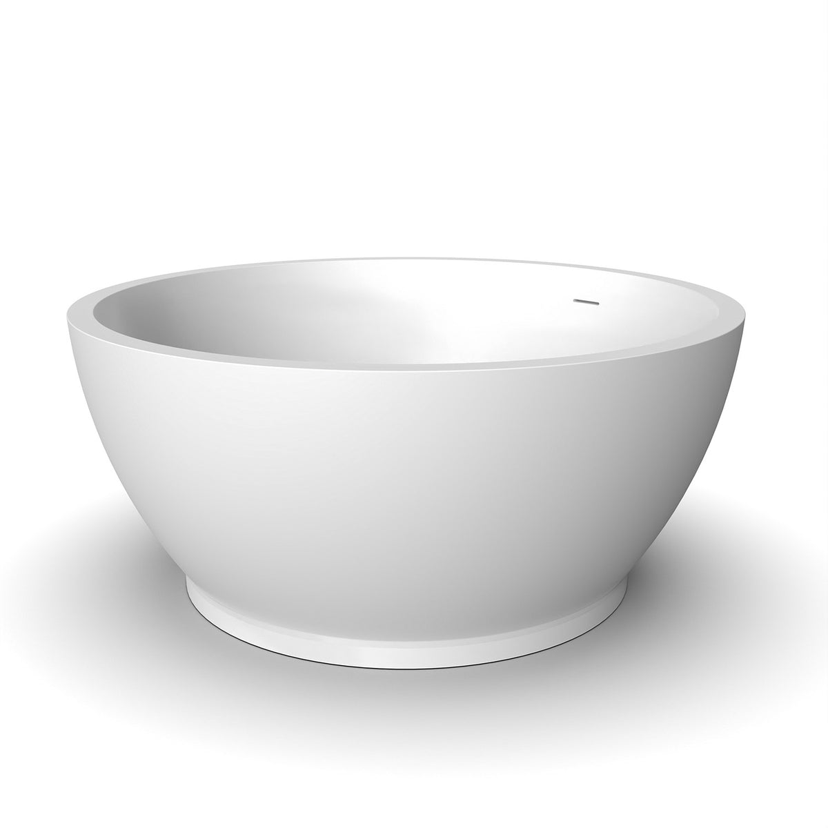 RAINLEX 53 in. Round Solid Surface Freestanding Soaking Bathtub, Matte White