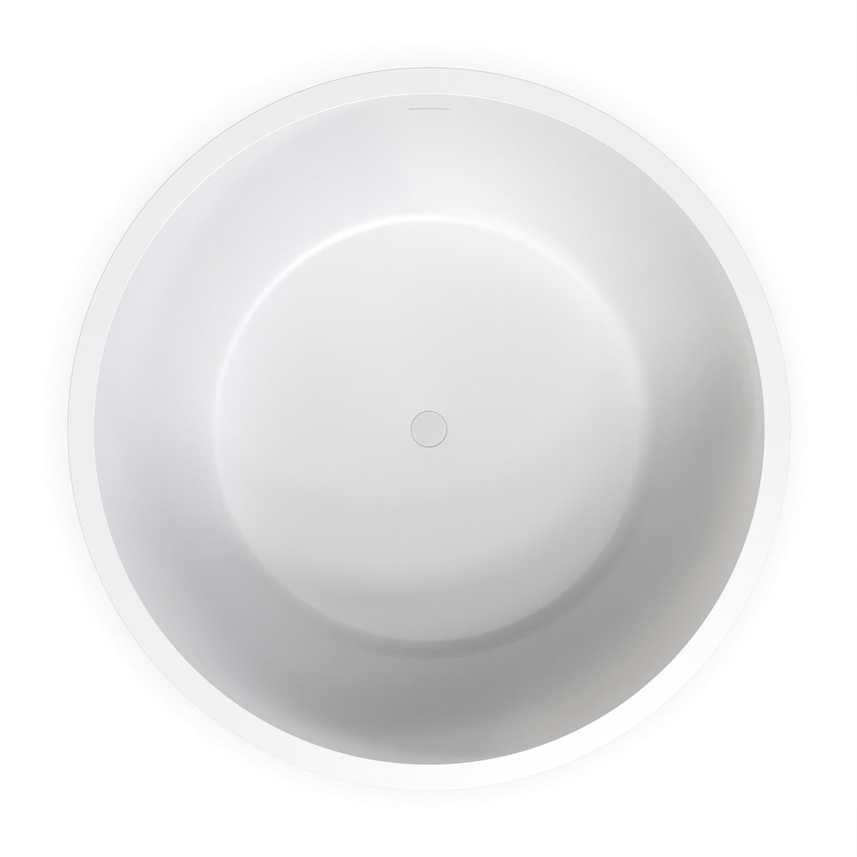RAINLEX 53 in. Round Solid Surface Freestanding Soaking Bathtub, Matte White