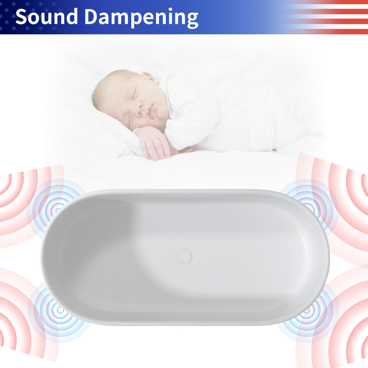 67 in. Oval Solid Surface Freestanding Soaking Bathtub with Overflow, Matte White