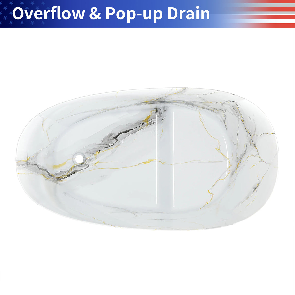51 in. Solid Surface Japanese Soaking Bathtub with Built-in Seat, Marble Pattern