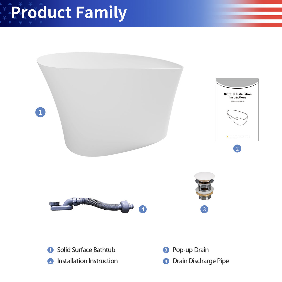 51 in. Solid Surface Freestanding Mini Seat Soaking Bathtub with Raised Edge