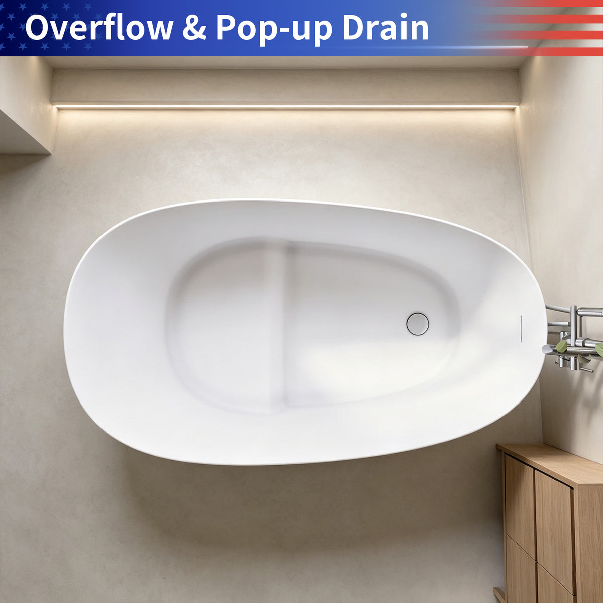 51 in. Solid Surface Freestanding Mini Seat Soaking Bathtub with Raised Edge