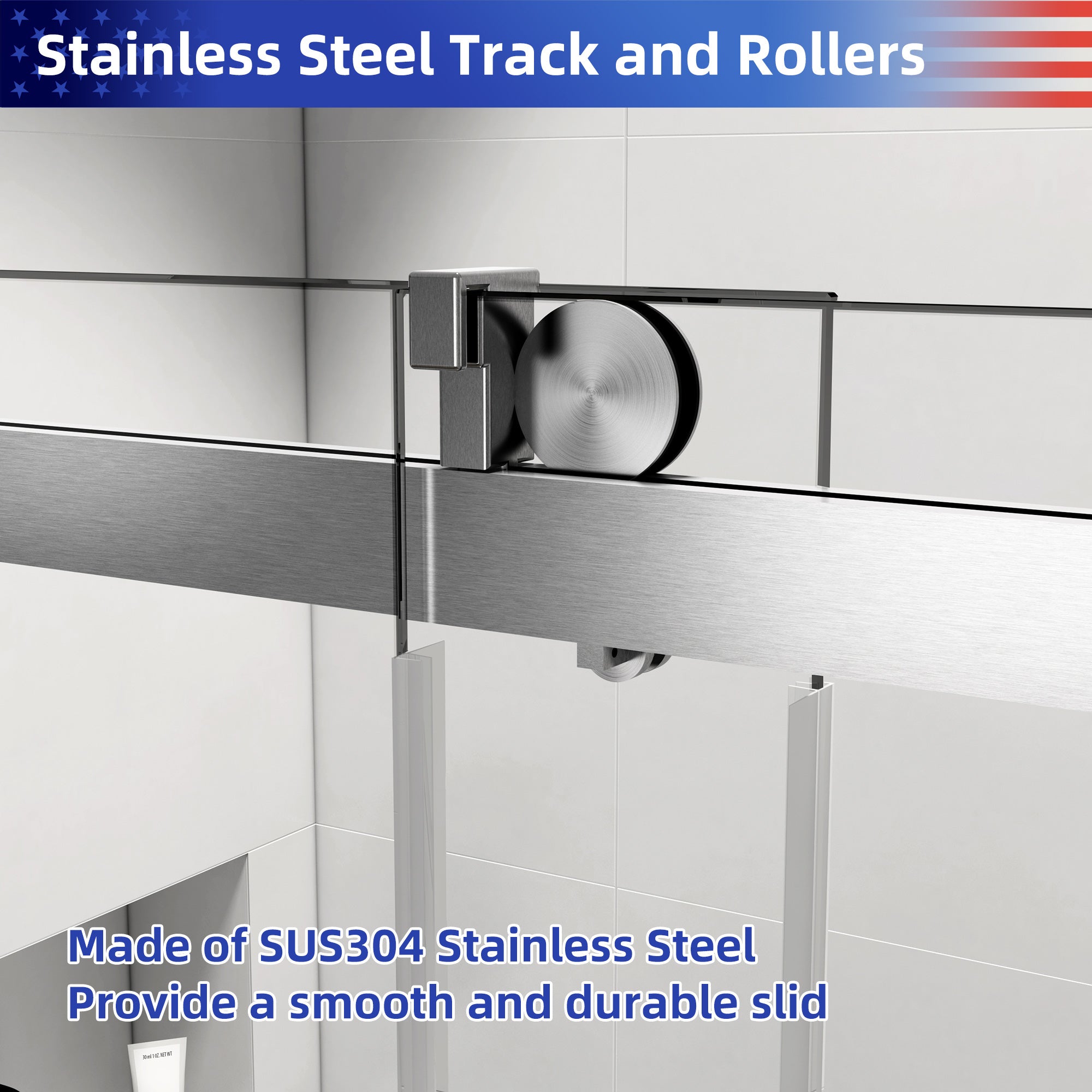 56 to 60 in. W x 76 in. H Sliding Frameless Shower Door with 3/8 Inch (10mm) Thick Tampered Glass in Brushed Nickel RX-SD01-6076BN