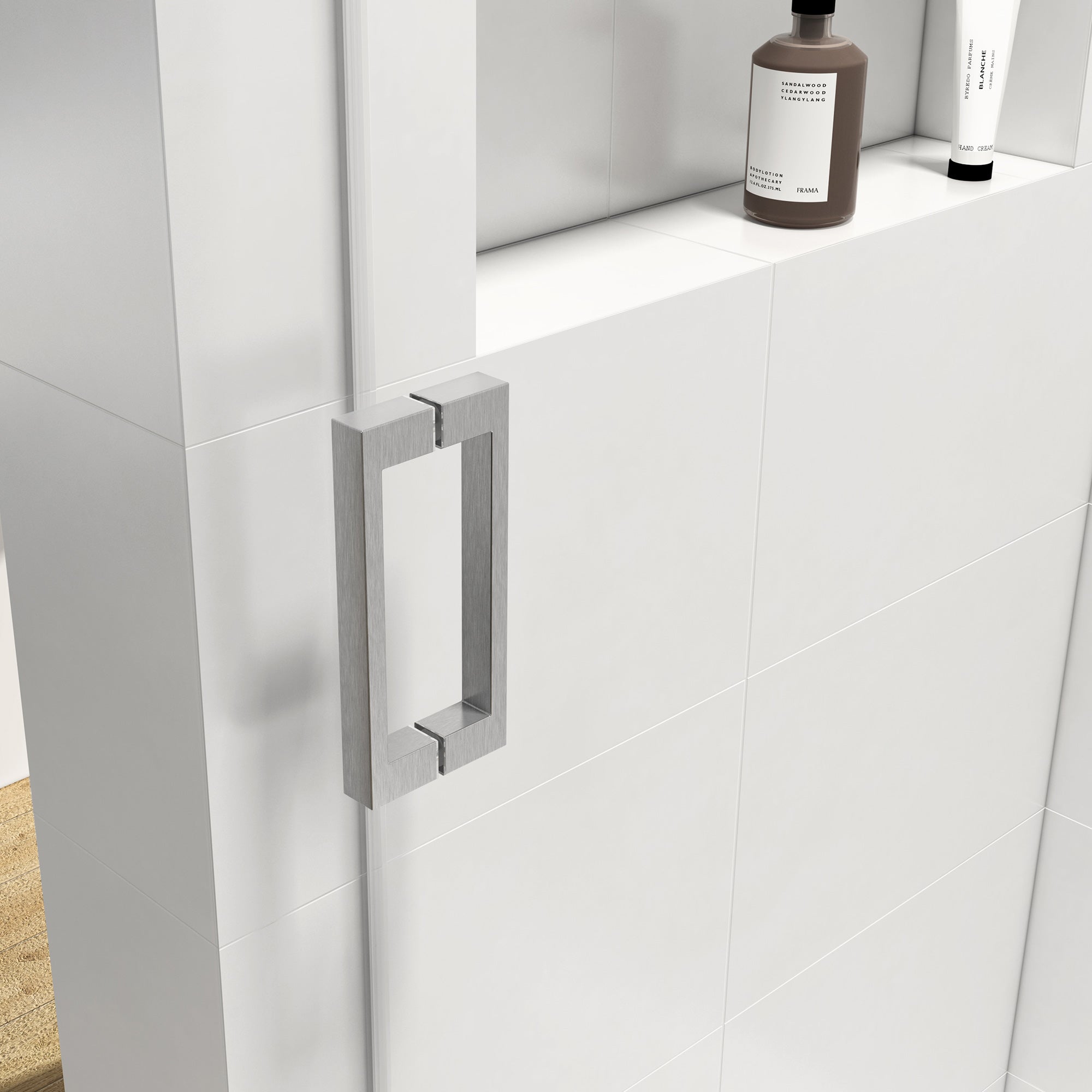 56 to 60 in. W x 76 in. H Sliding Frameless Shower Door with 3/8 Inch (10mm) Thick Tampered Glass in Brushed Nickel RX-SD01-6076BN