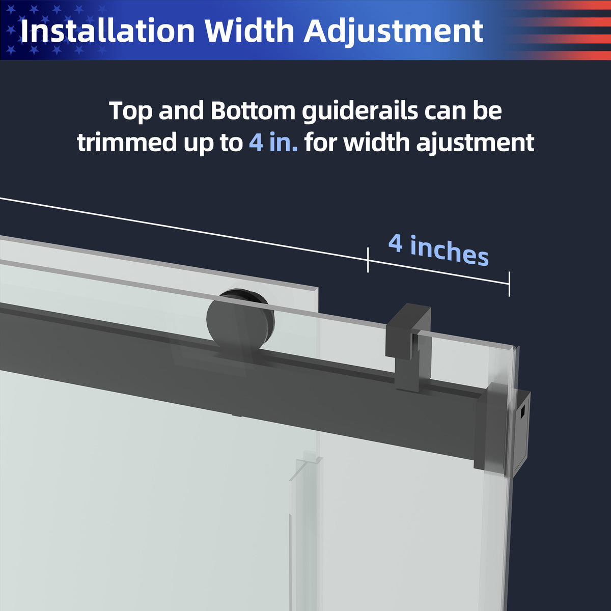 RAINLEX 68-72 in. W x 76 in. H Sliding Frameless Shower Door, 3/8 in. Tempered Glass in Matte Black