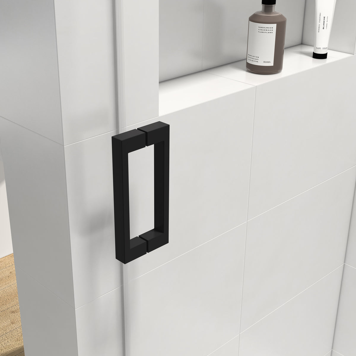 RAINLEX 68-72 in. W x 76 in. H Sliding Frameless Shower Door, 3/8 in. Tempered Glass in Matte Black