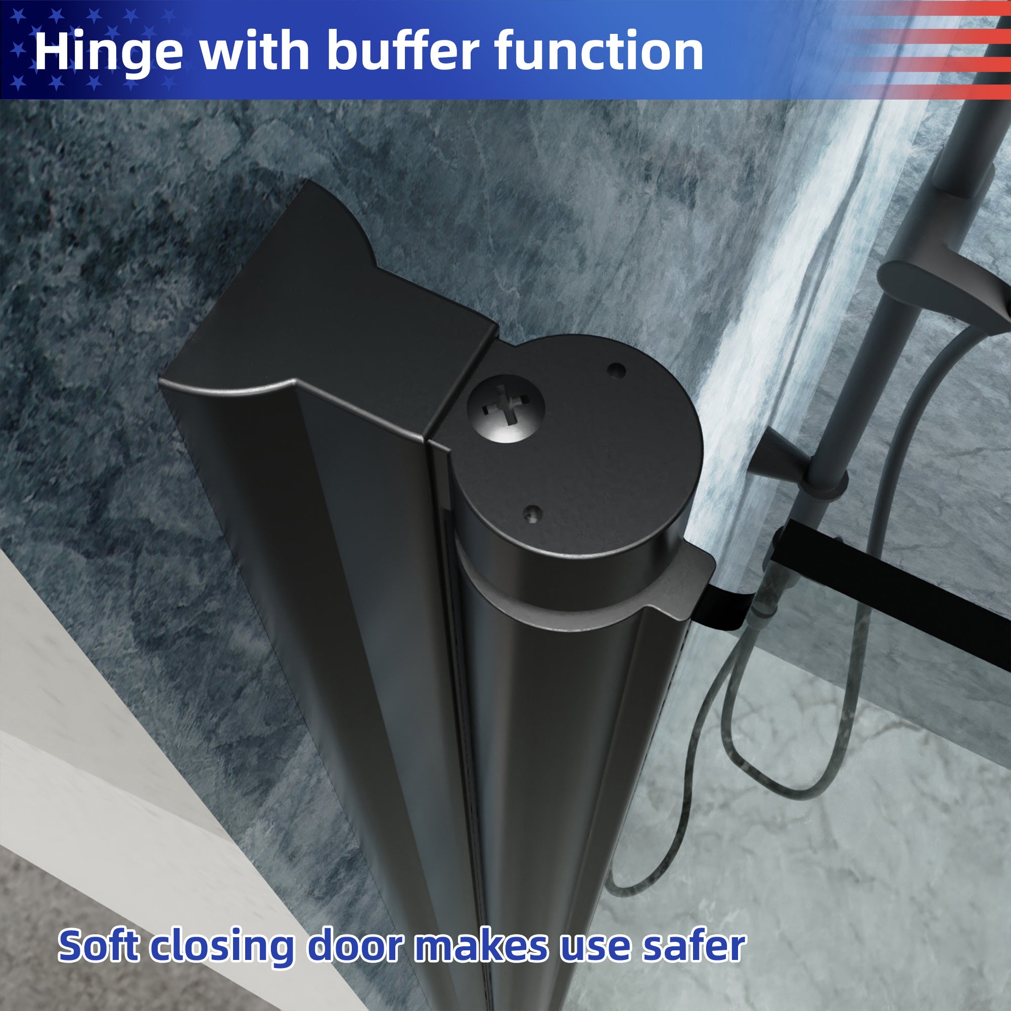 Porte de douche pivotante semi-sans cadre de 30 à 31-3/8 po de largeur x 72 po de hauteur en noir mat RX-SD04-3072MB
