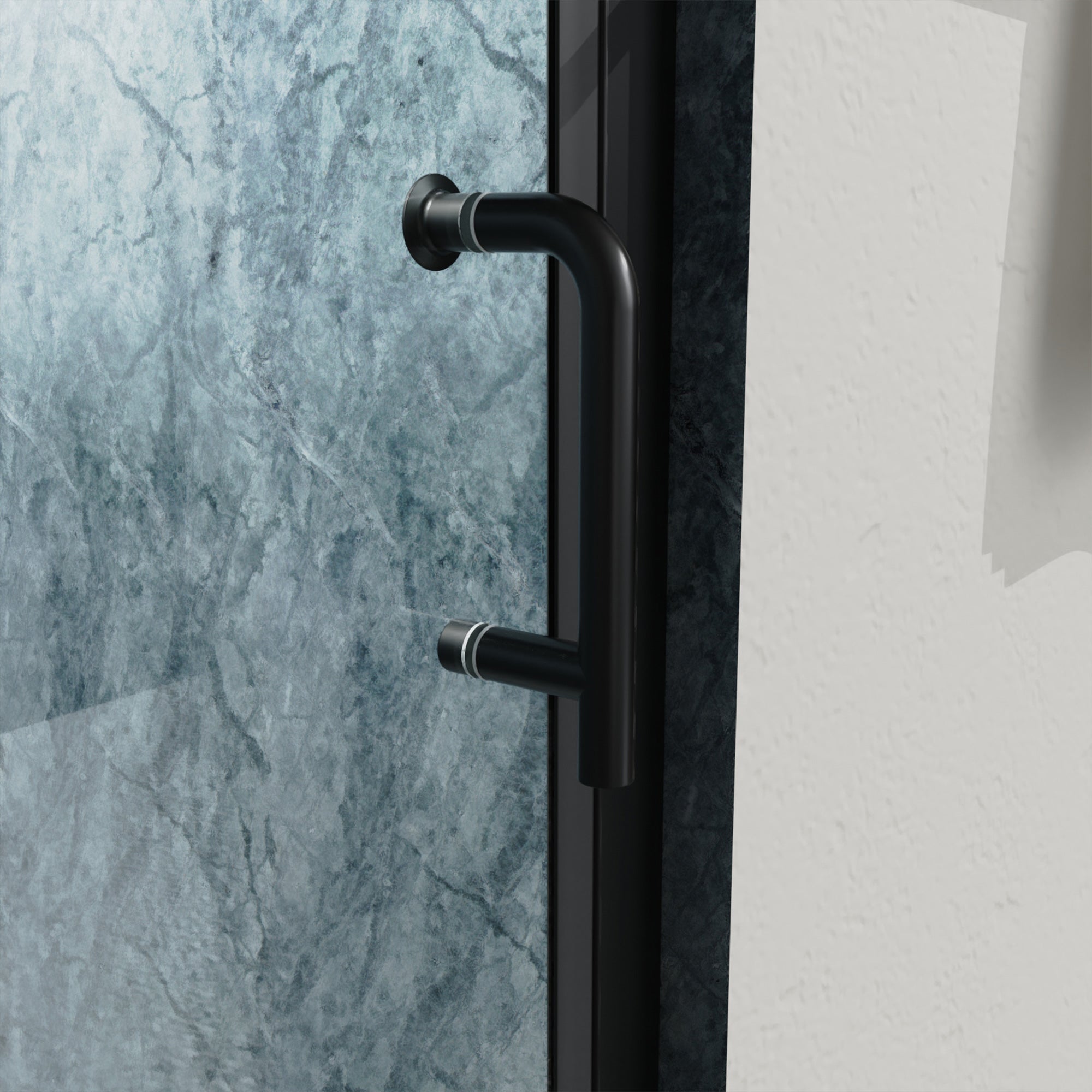 Porte de douche pivotante semi-sans cadre de 30 à 31-3/8 po de largeur x 72 po de hauteur en noir mat RX-SD04-3072MB