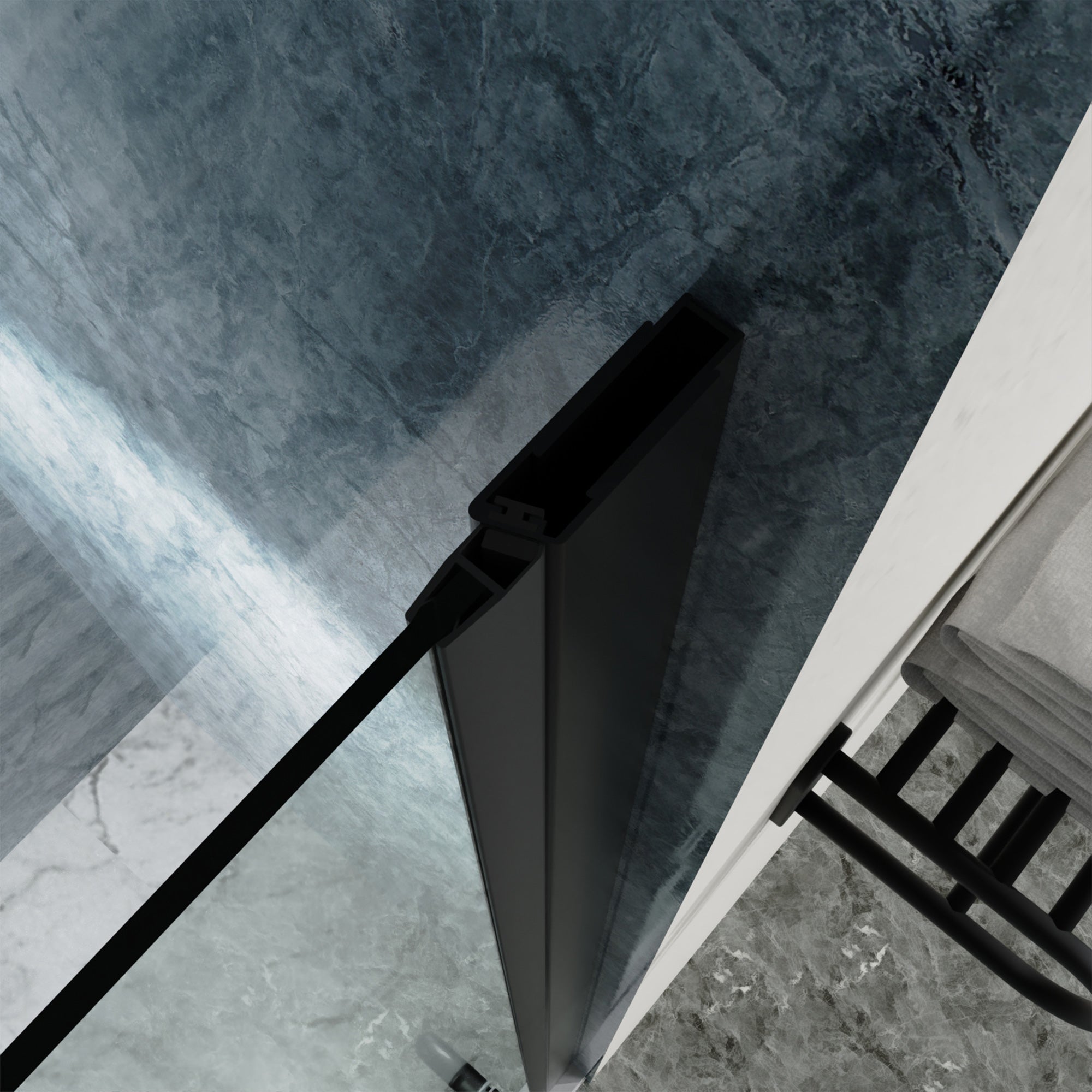 30" W x 72" H Semi-Frameless Pivot Shower Door, Matte Black