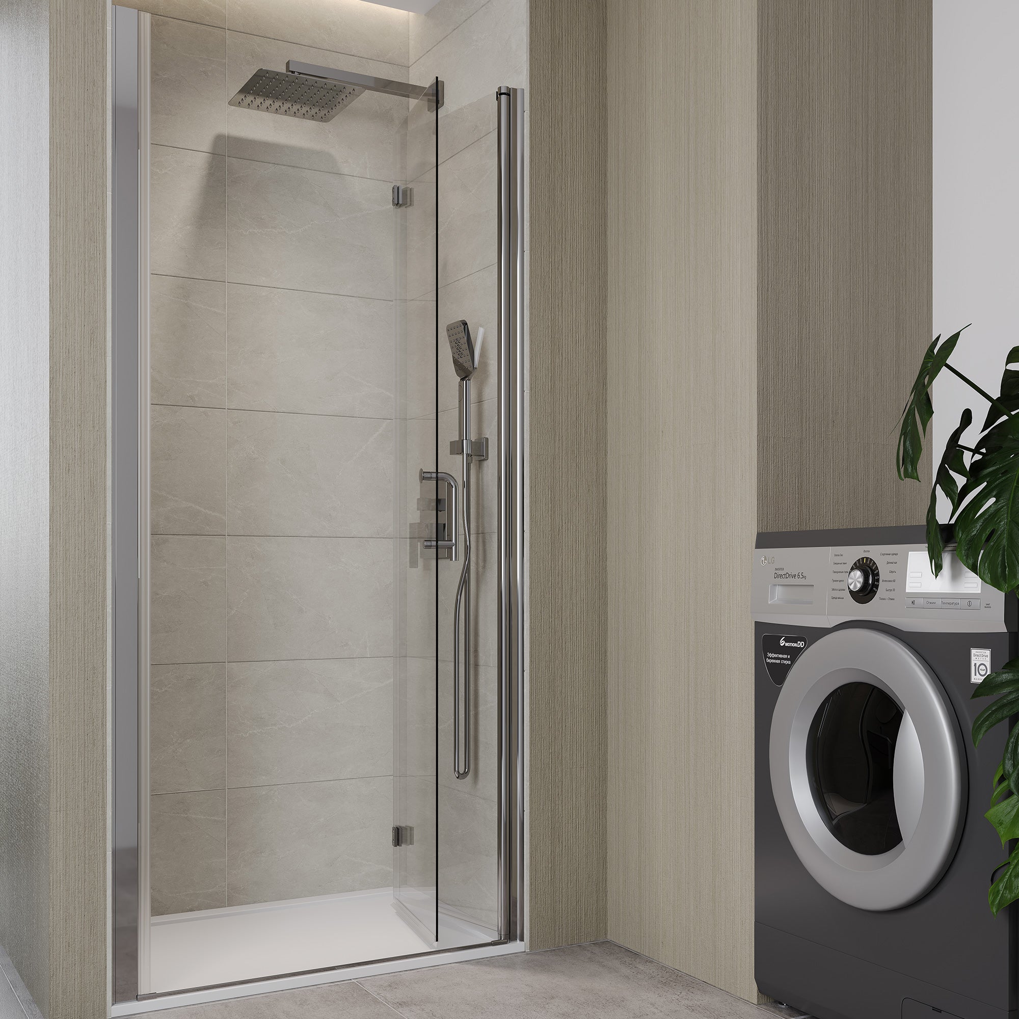 36 to 37-3/8 in. W x 72 in. H Semi-Frameless Bi-Fold Shower Doors in Chrome RX-SD05-3672CH
