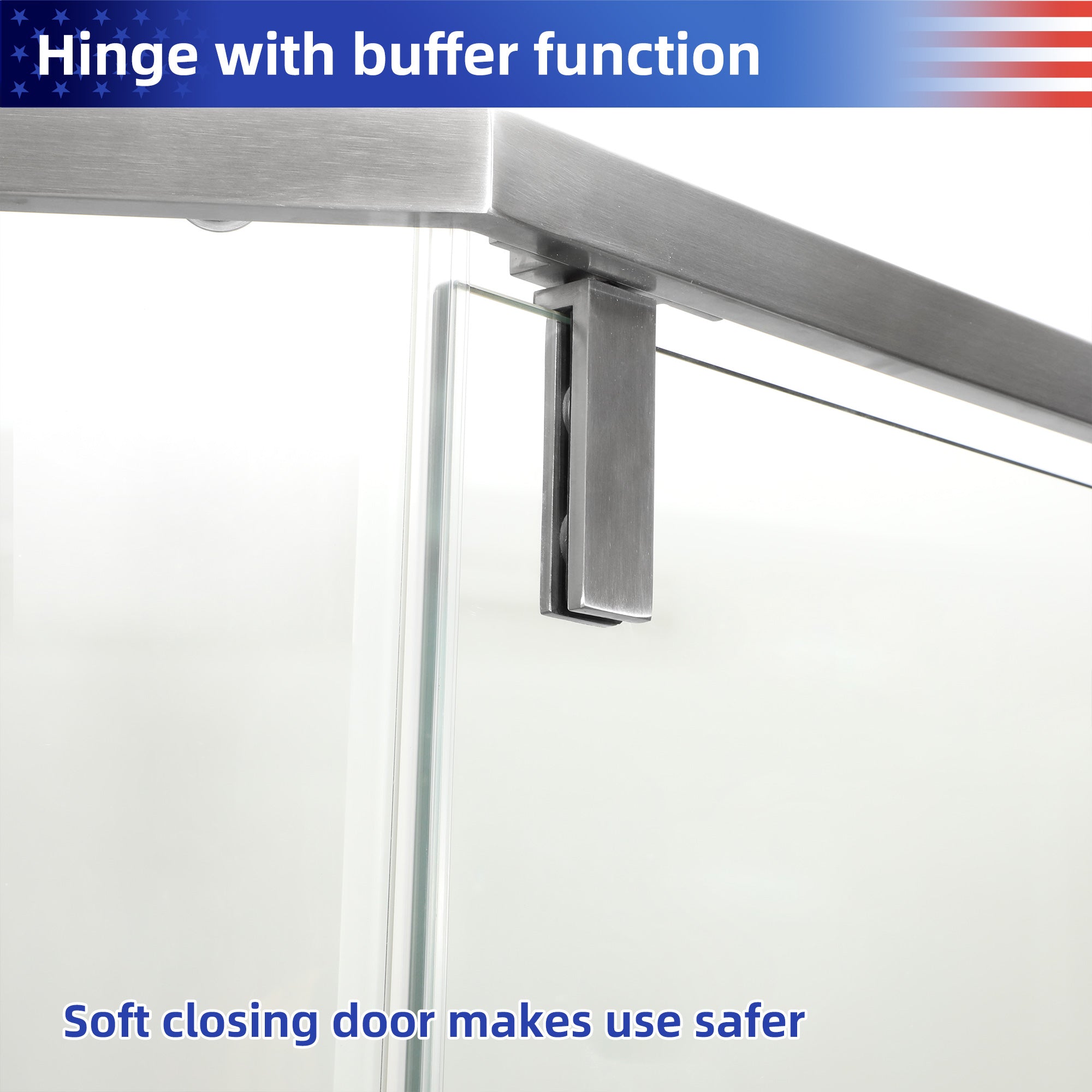 Cabine de douche à charnières semi-sans cadre de style néo-angle de 34-1/8" x 72" en nickel brossé RX-SD06-3472BN