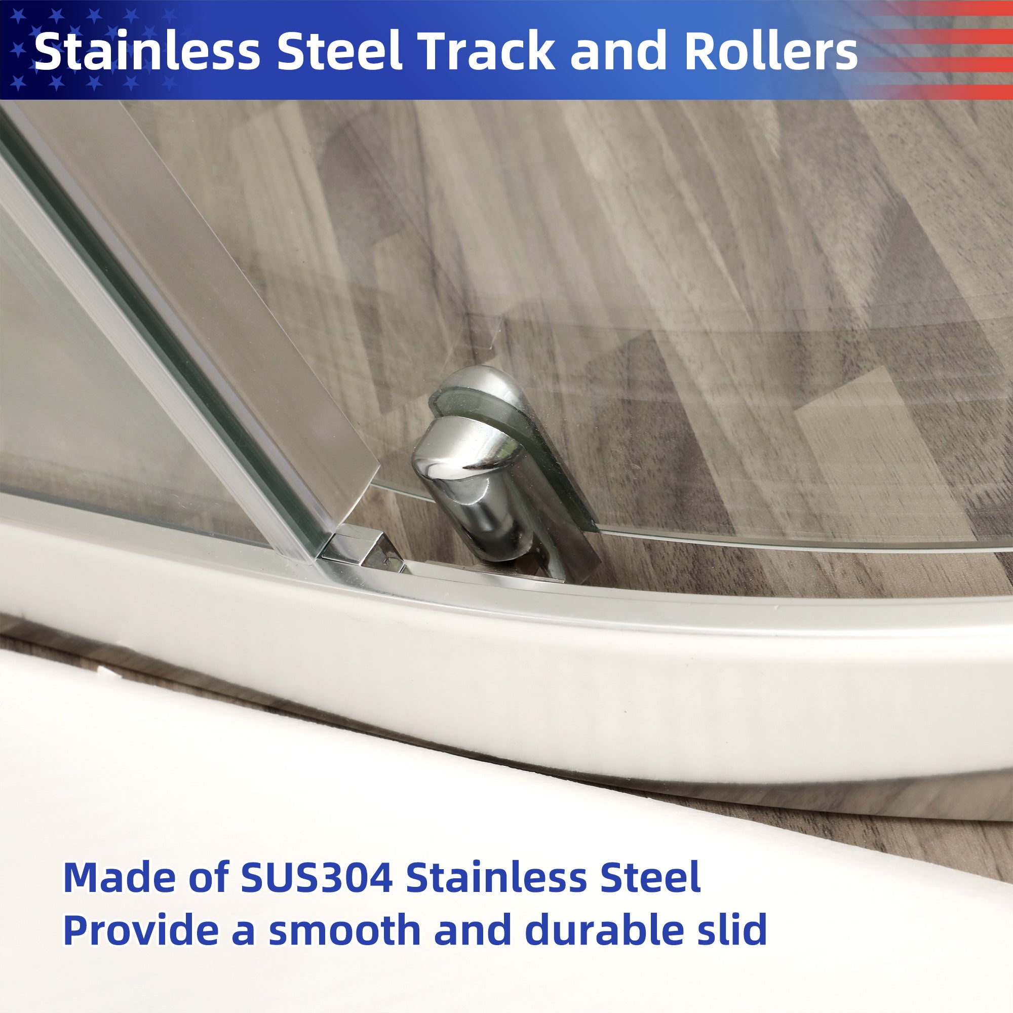 36" x 72" Semi-Frameless Round Sliding Shower Enclosure, Chrome