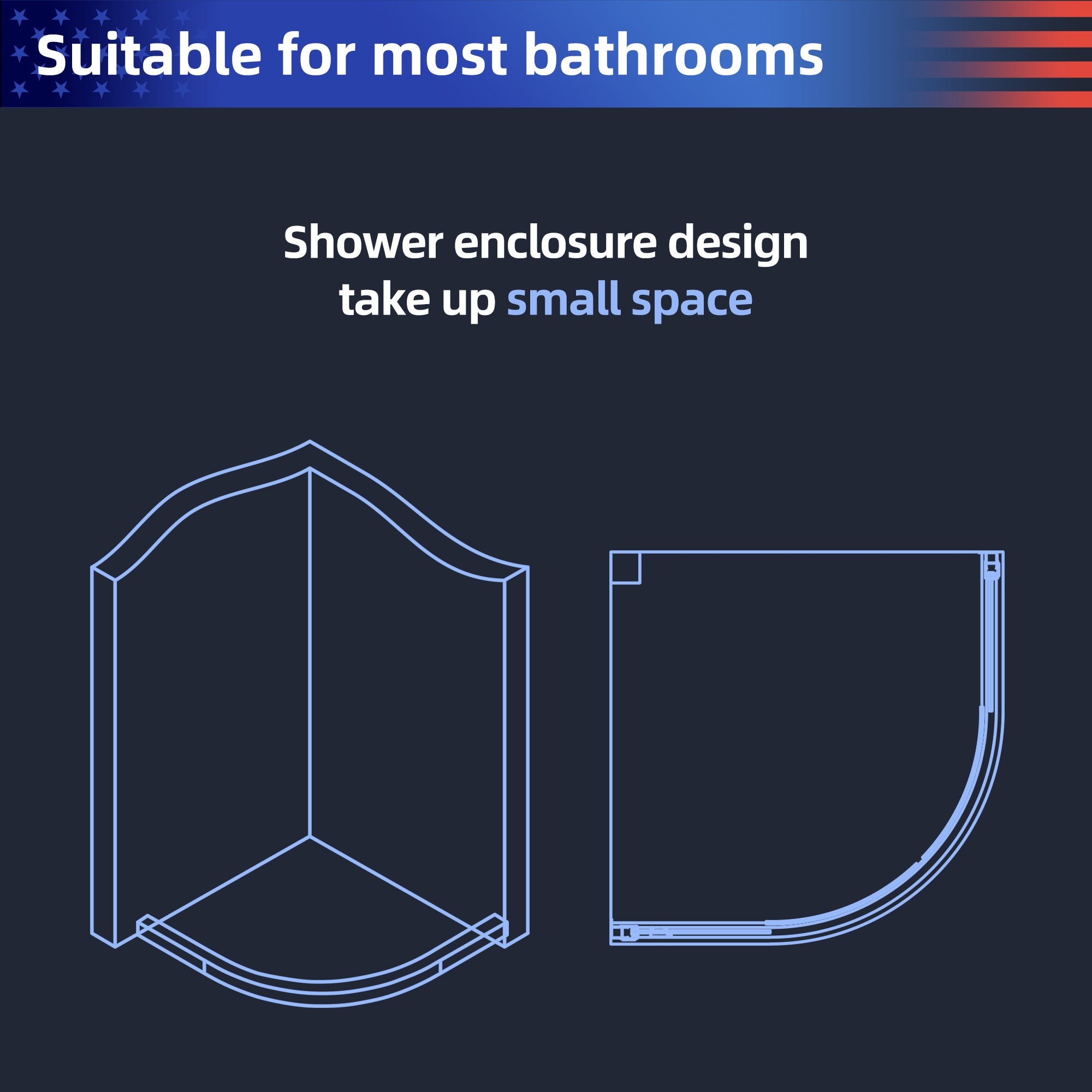 36" x 75" Semi-Frameless Round Sliding Shower Enclosure, Chrome