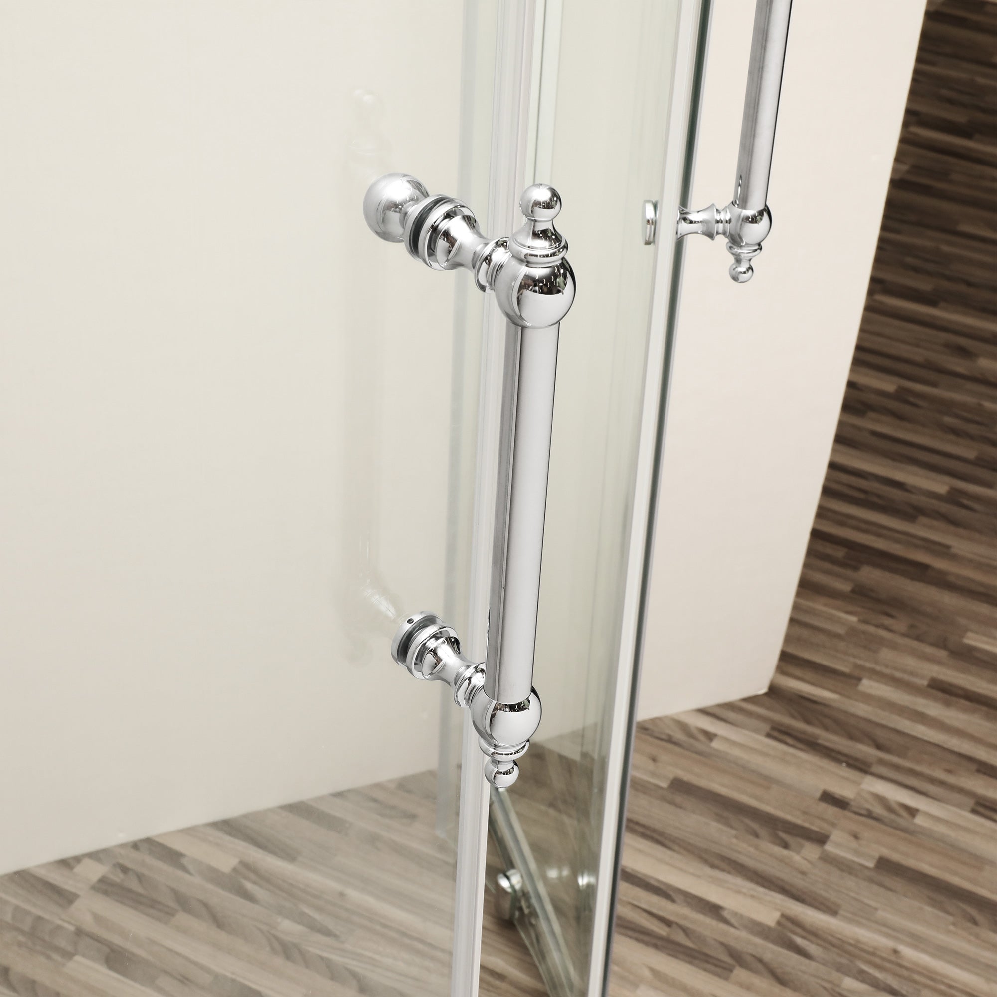 36" x 75" Semi-Frameless Round Sliding Shower Enclosure, Chrome