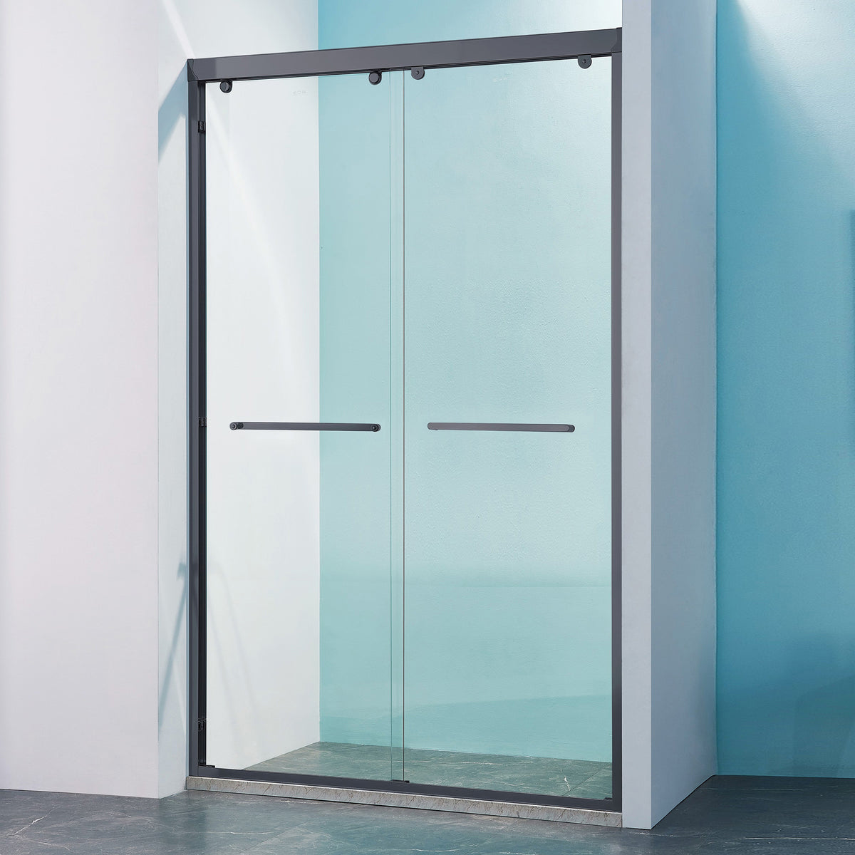 RAINLEX Framed Sliding Shower Door, 8mm Tempered Glass in Chrome