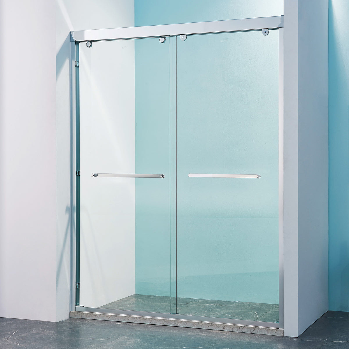 RAINLEX Framed Sliding Shower Door, 8mm Tempered Glass in Chrome