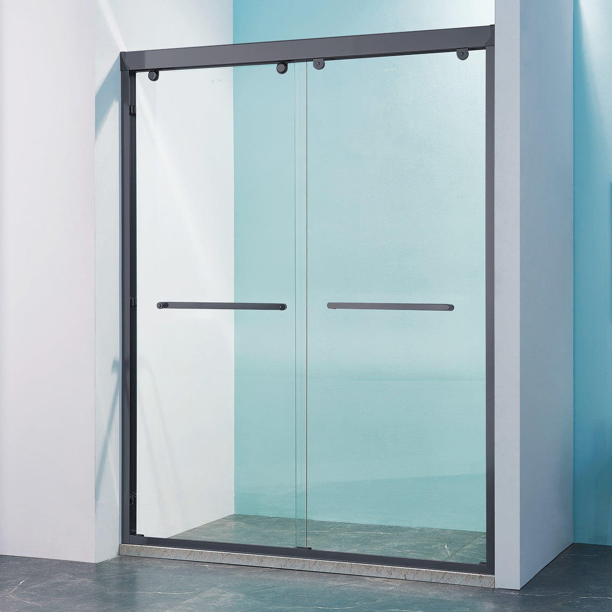 RAINLEX Framed Sliding Shower Door, 8mm Tempered Glass in Chrome
