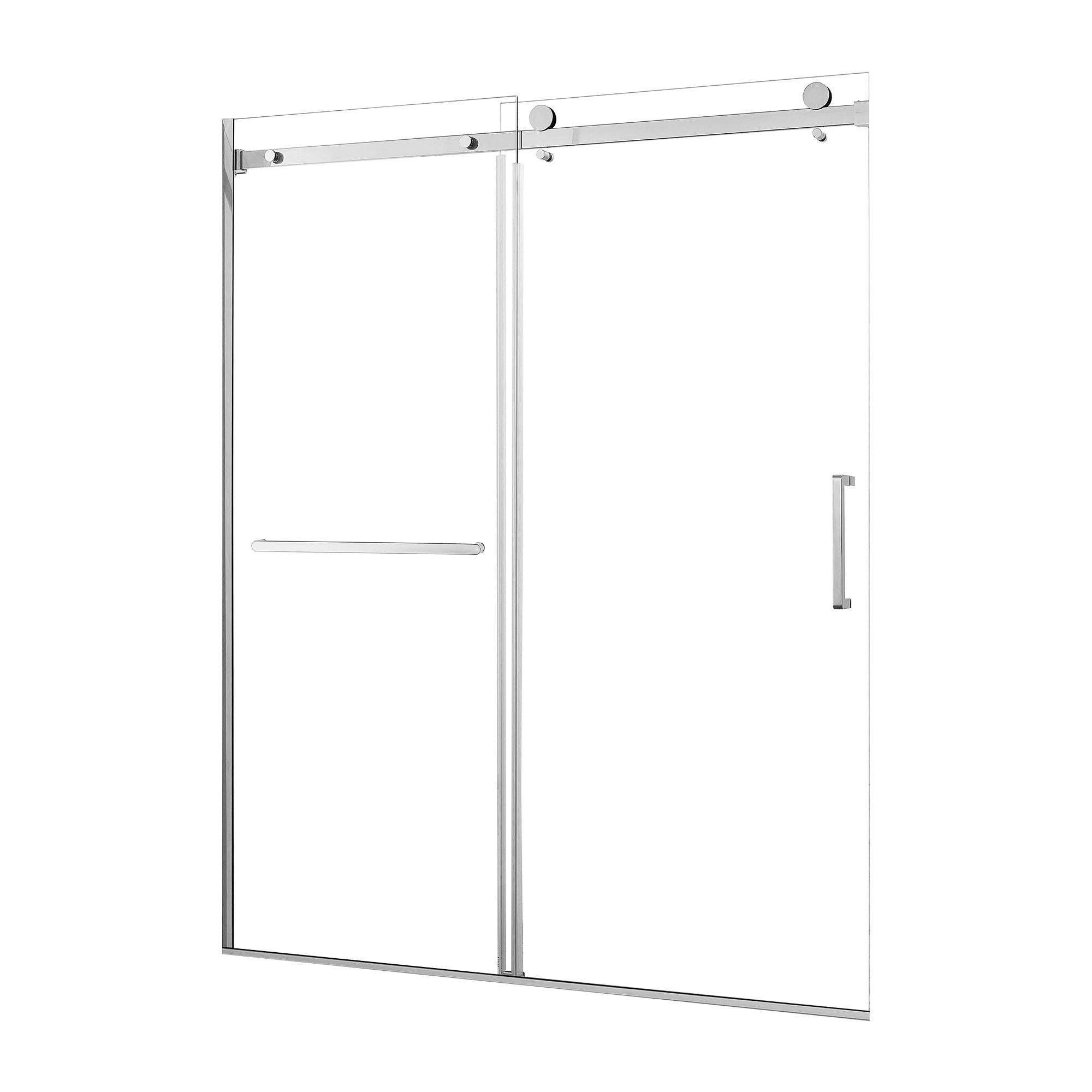 56-60" W x 75" H Semi-Frameless Sliding Shower Door, 8mm Tempered Glass, Chrome
