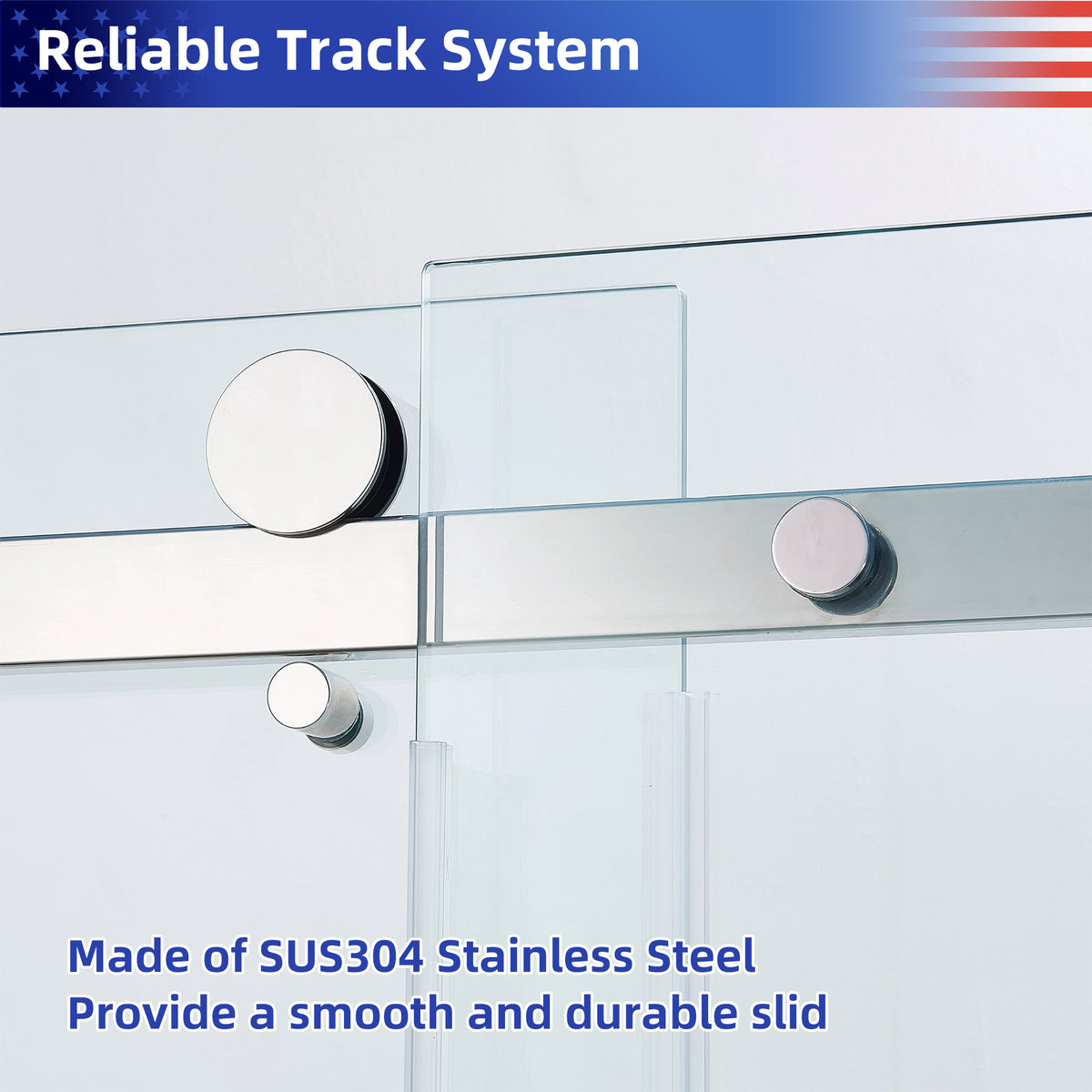 56-60" W x 75" H Semi-Frameless Sliding Shower Door, 8mm Tempered Glass, Chrome