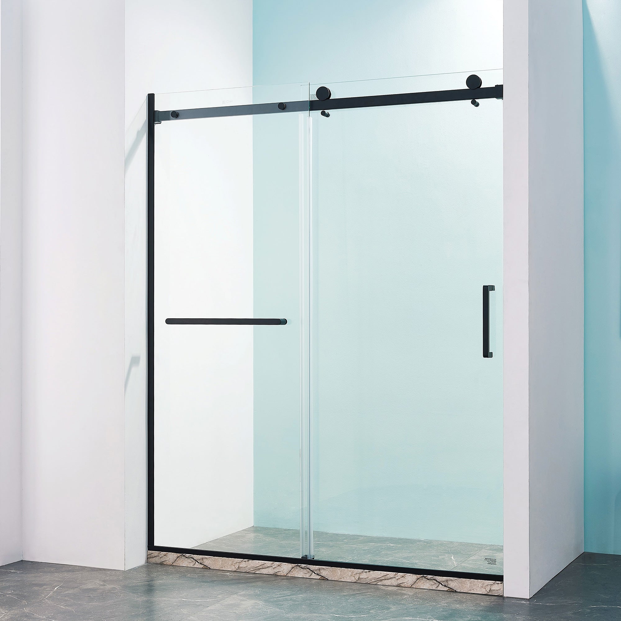 56-60" W x 75" H Semi-Frameless Sliding Shower Door, 8mm Tempered Glass, Chrome