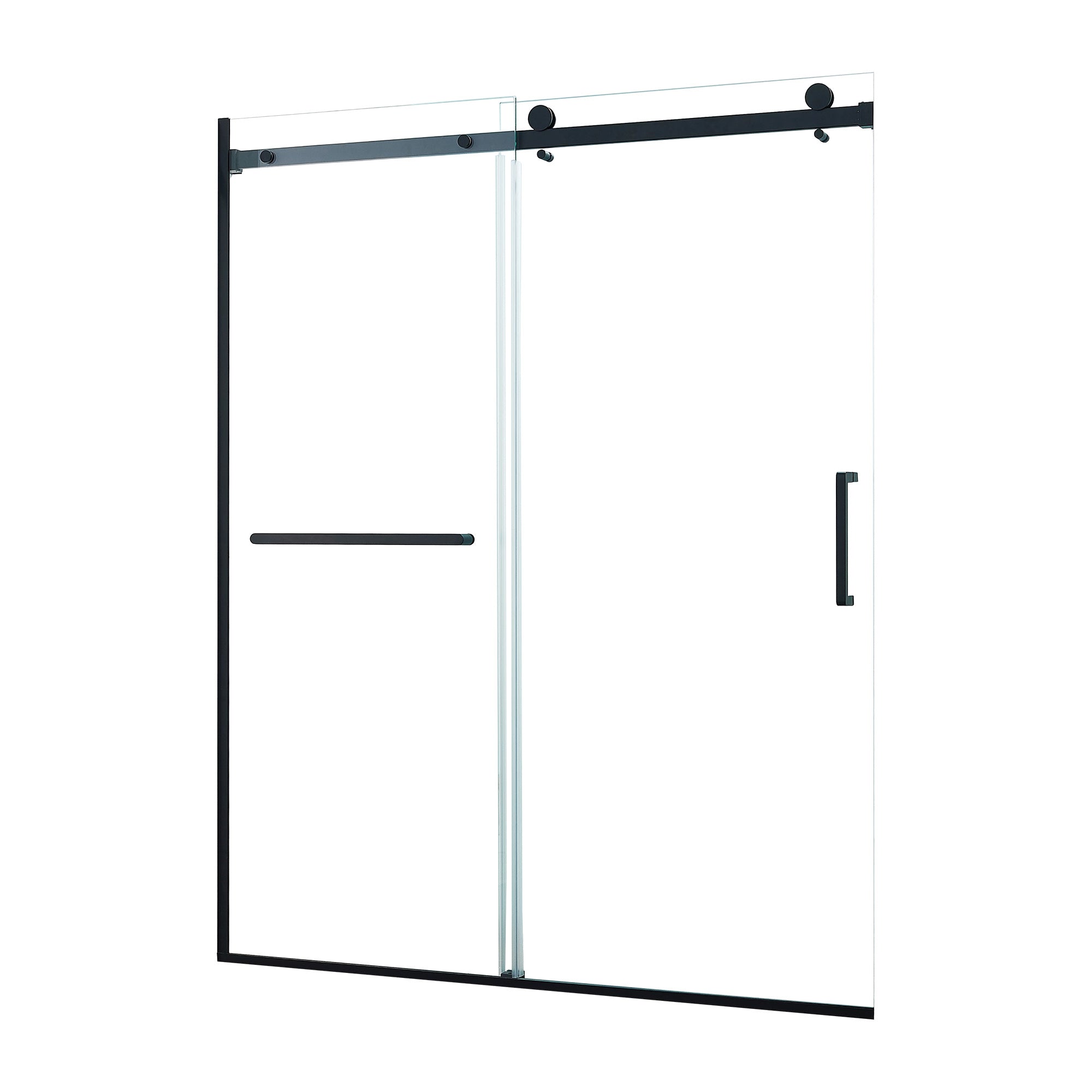 56-60" W x 75" H Semi-Frameless Sliding Shower Door, 8mm Tempered Glass, Chrome