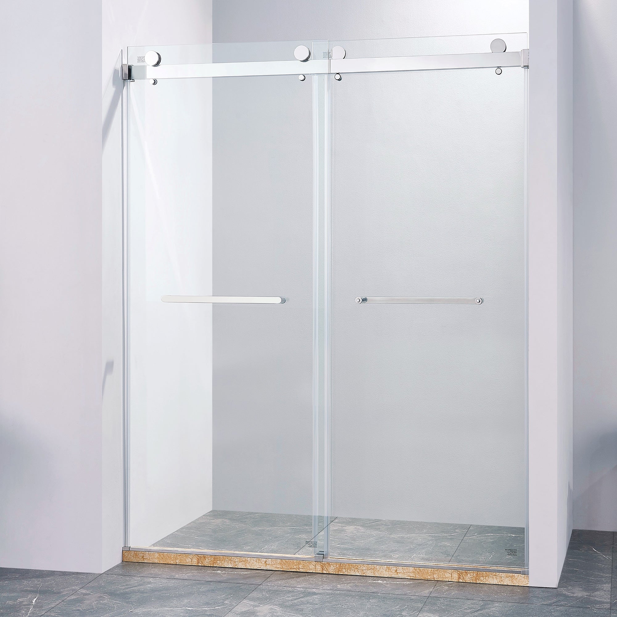56-60" W x 75" H Frameless Sliding Shower Door, 8mm Tempered Glass