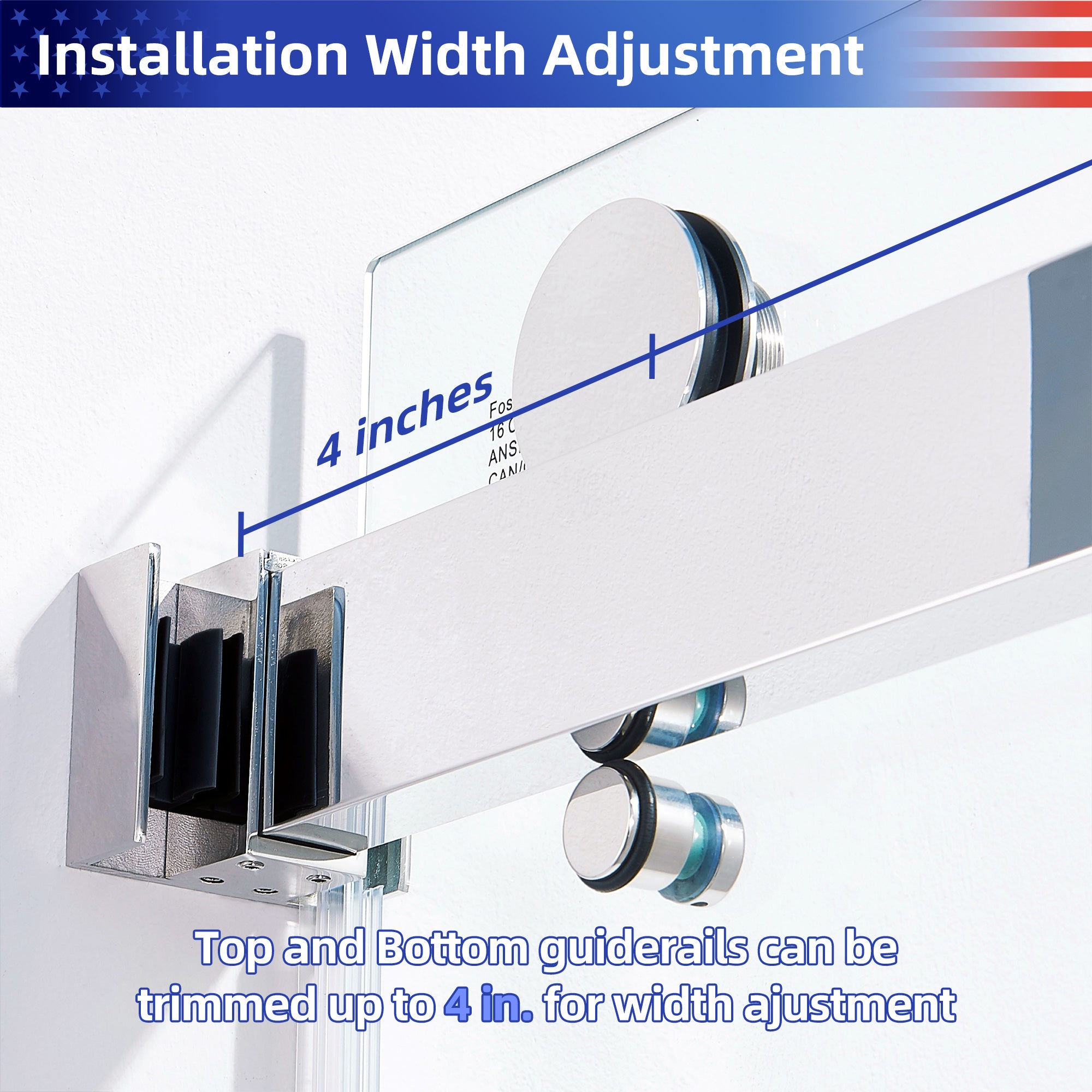 56-60" W x 75" H Frameless Sliding Shower Door, 8mm Tempered Glass