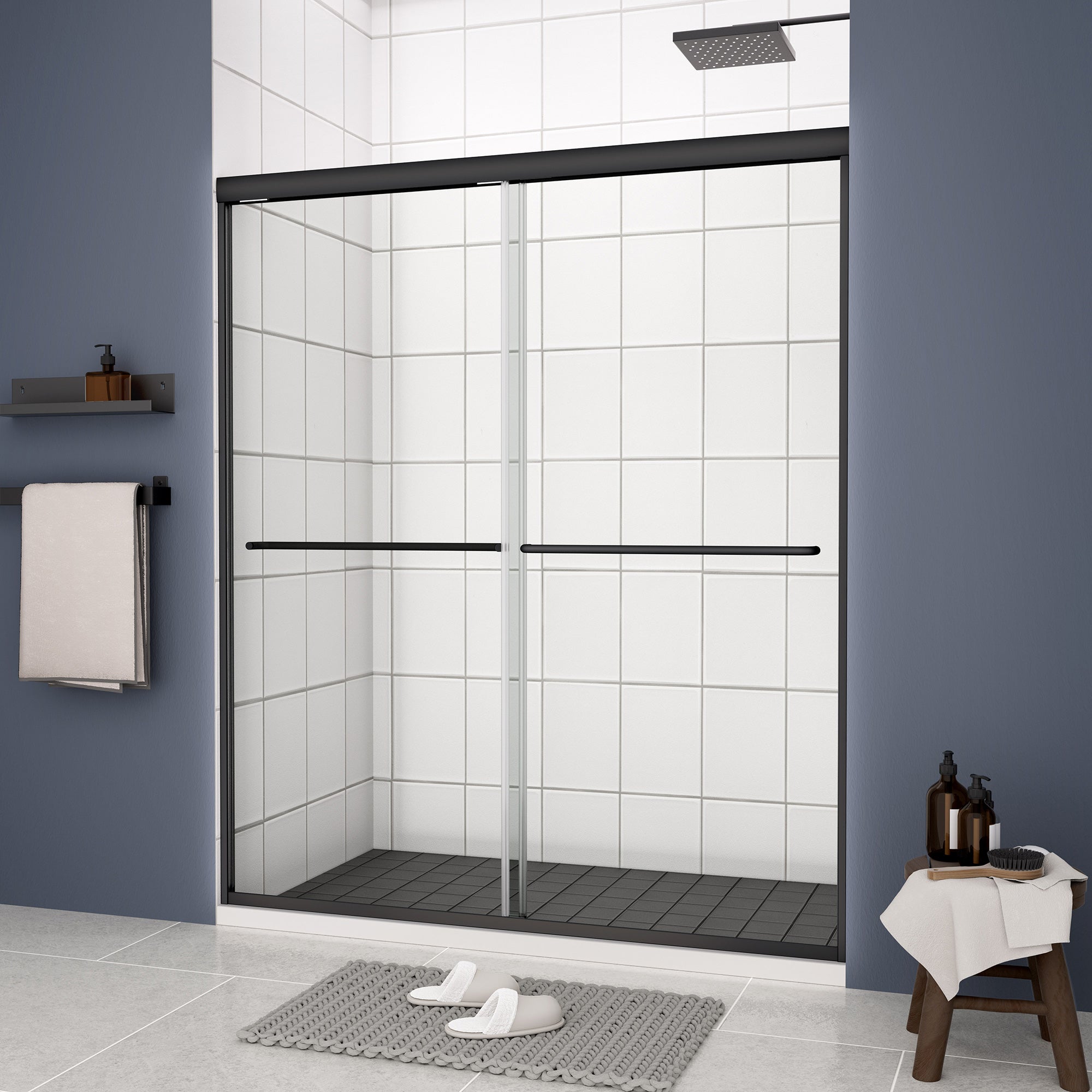 Framed Sliding Shower Door, 6mm Tempered Glass, Chrome