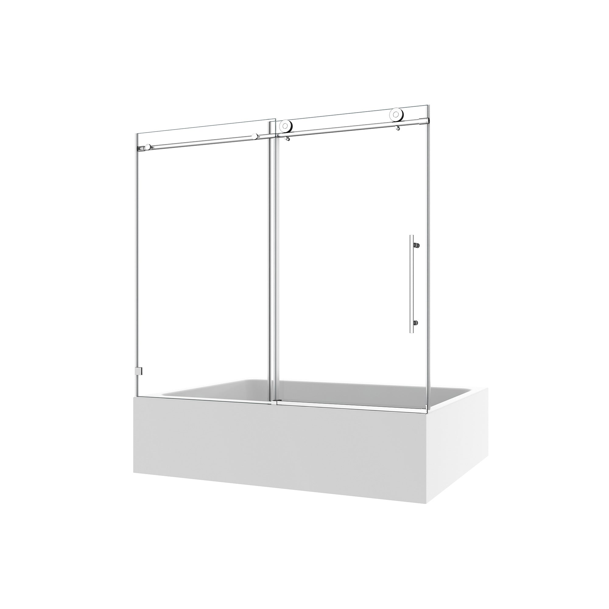 55-60" W x 63" H Frameless Sliding Tub Door, 8mm Tempered Glass