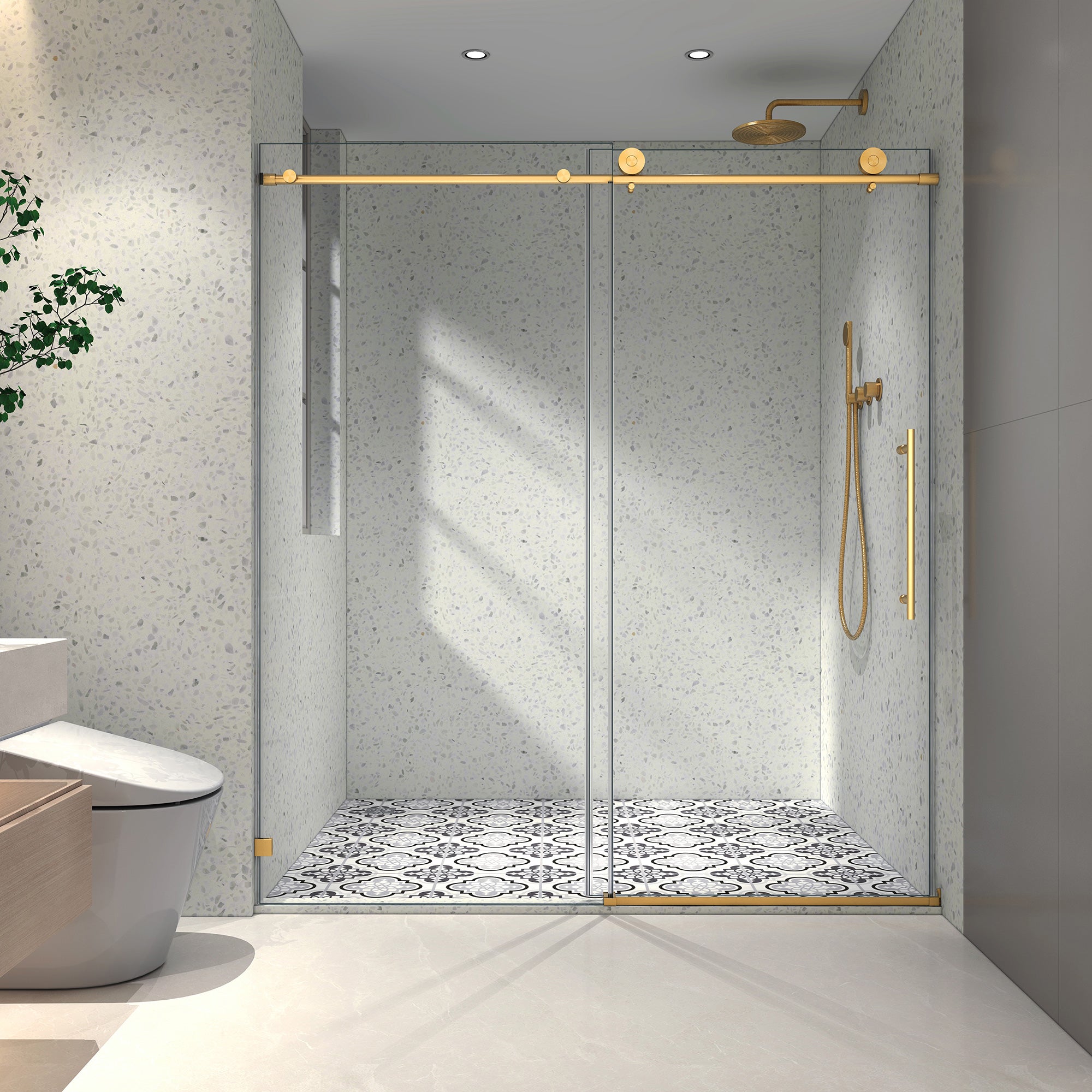 55-60" W x 76" H Frameless Sliding Shower Door, 8mm Tempered Glass