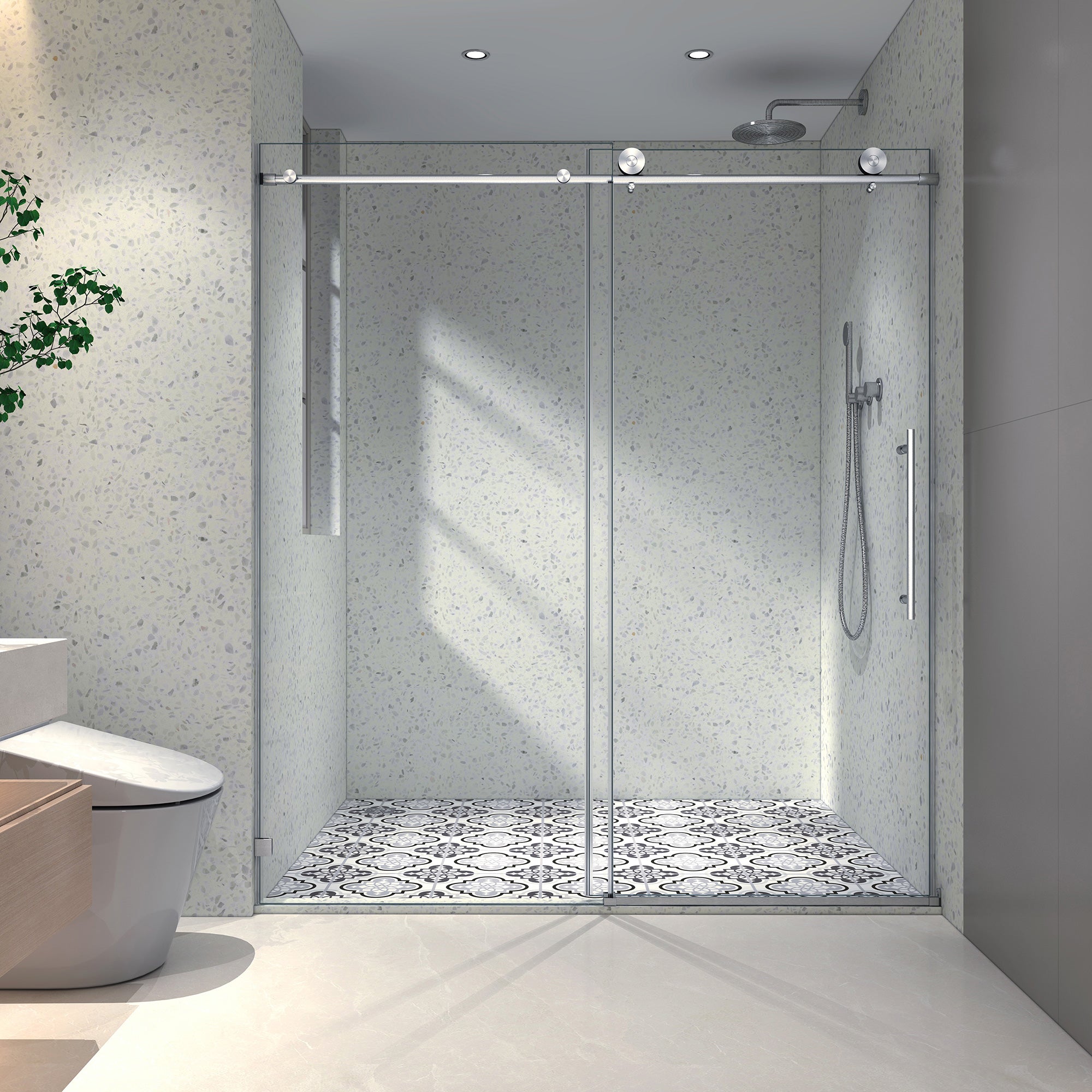 55-60" W x 76" H Frameless Sliding Shower Door, 8mm Tempered Glass