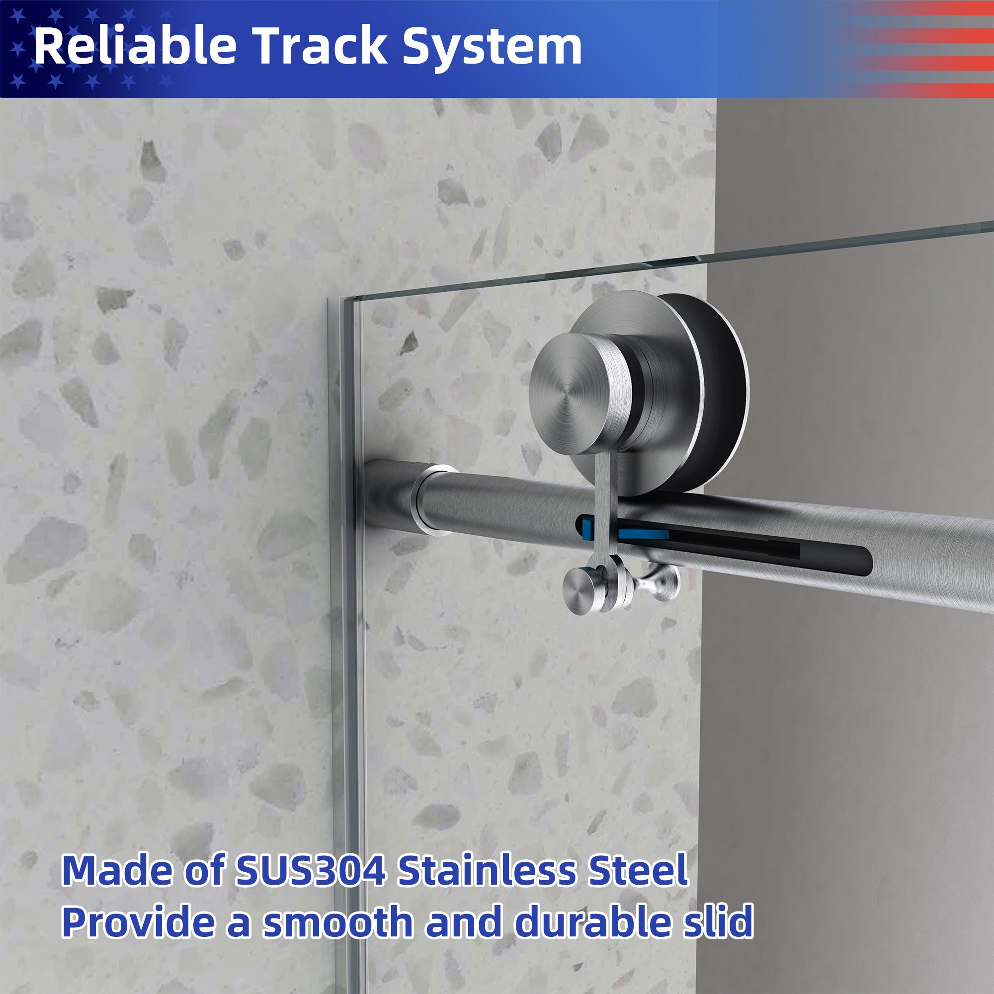55-60" W x 76" H Frameless Sliding Shower Door, 8mm Tempered Glass