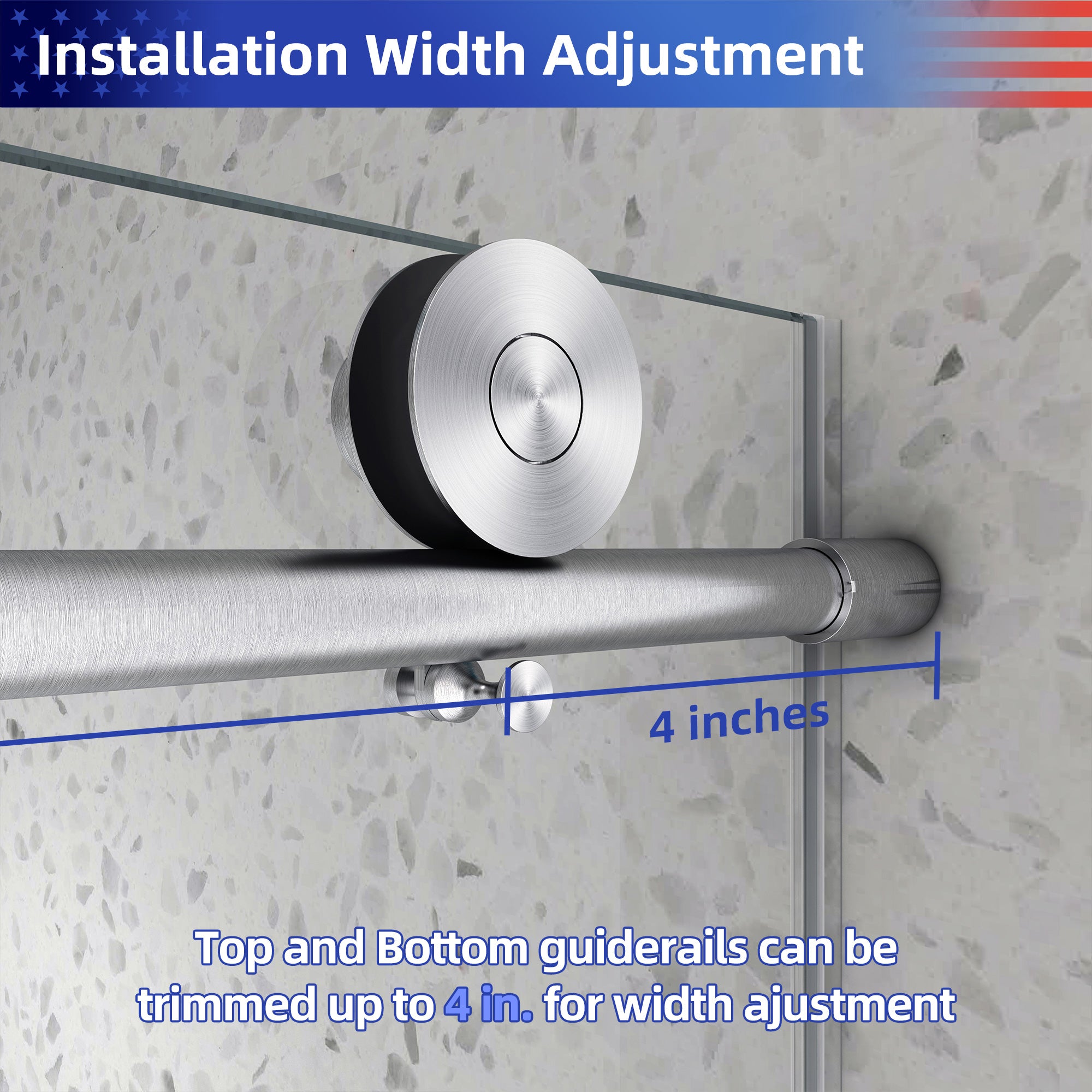 55-60" W x 76" H Frameless Sliding Shower Door, 8mm Tempered Glass