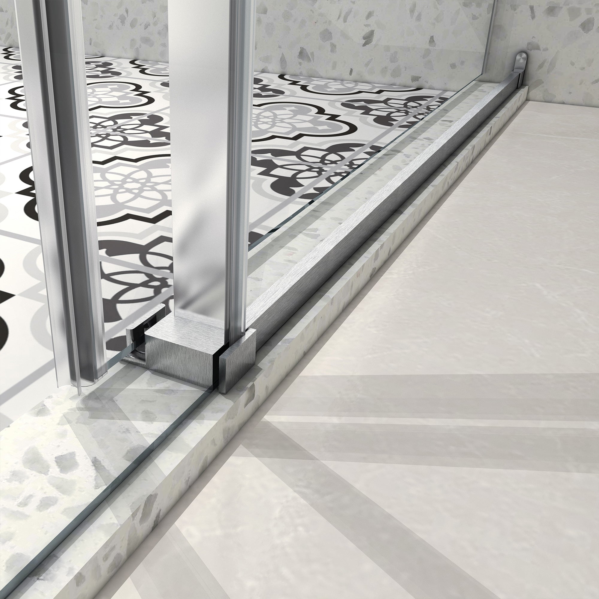55 to 60 in. W x 76 in. H Sliding Frameless Shower Door with 5/16 Inch (8mm) Thick Tampered Glass RX-SD14