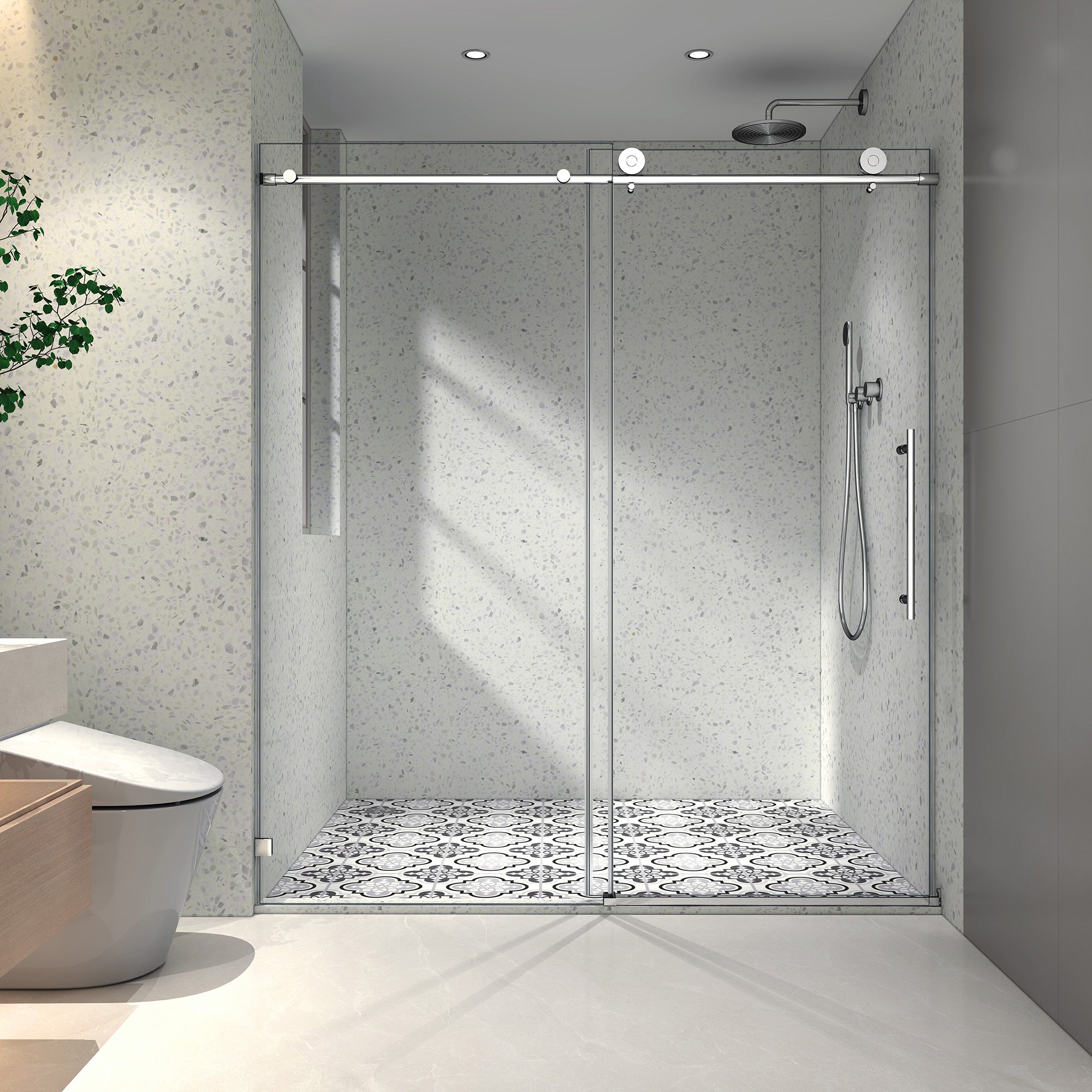 55-60" W x 76" H Frameless Sliding Shower Door, 8mm Tempered Glass