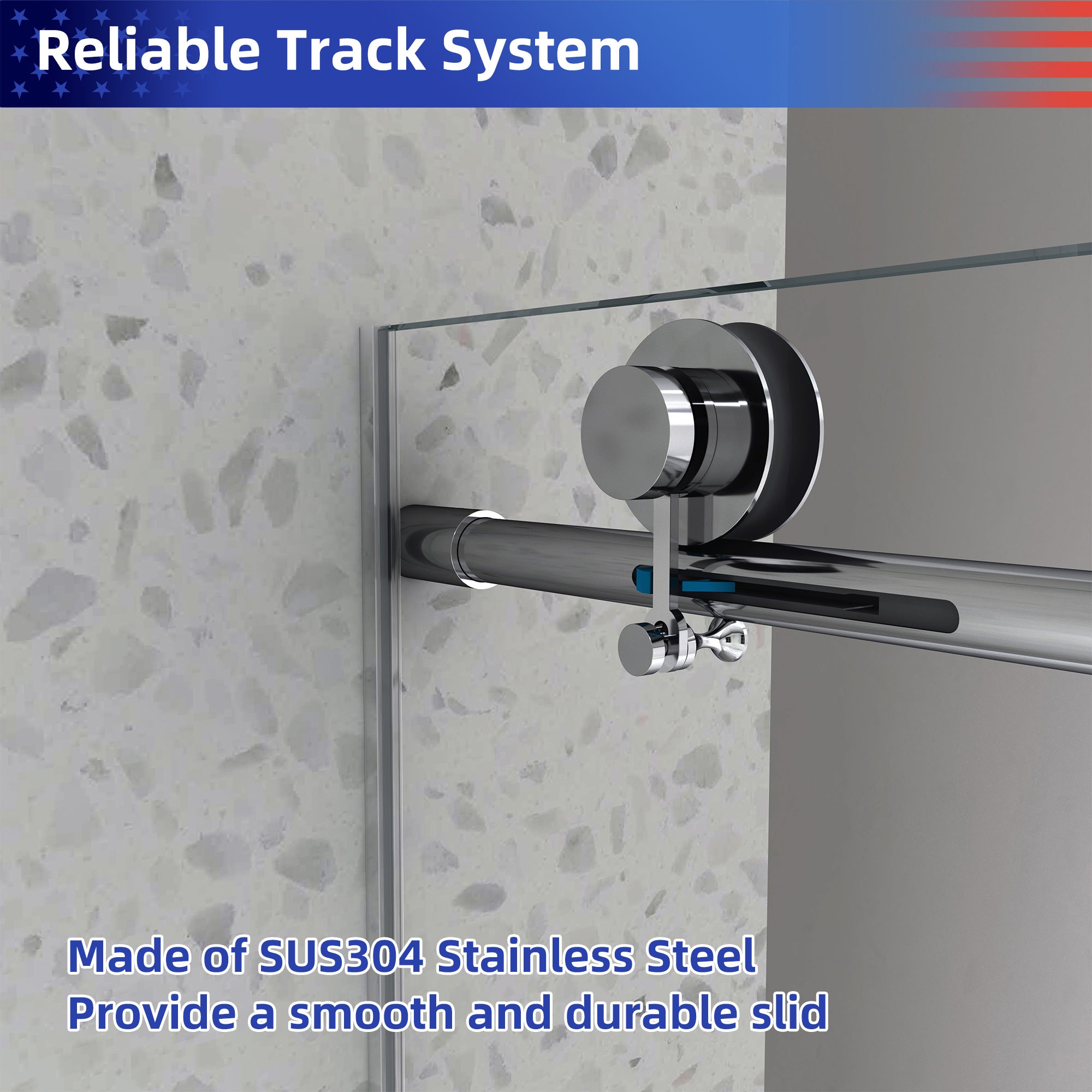 55-60" W x 76" H Frameless Sliding Shower Door, 8mm Tempered Glass