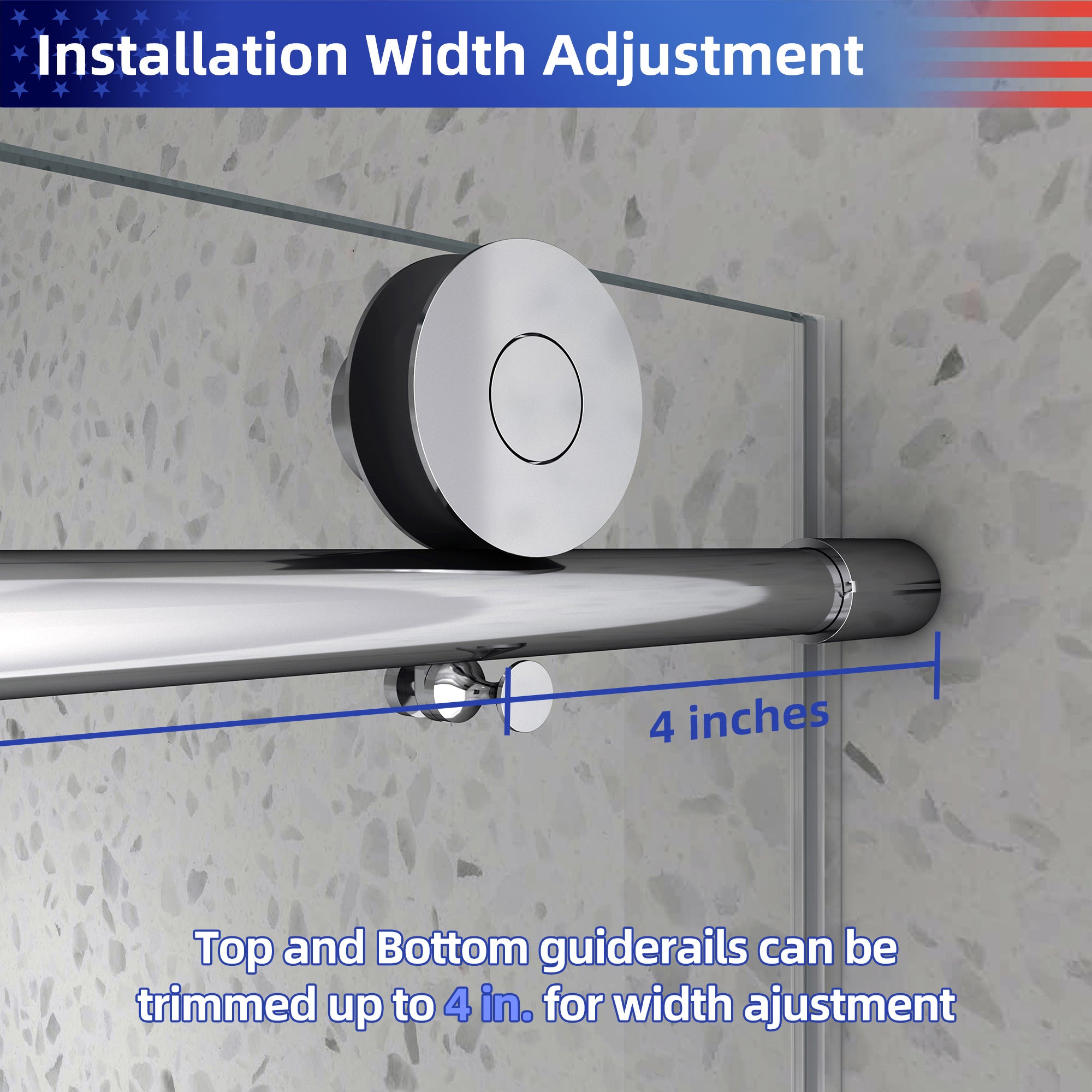 55-60" W x 76" H Frameless Sliding Shower Door, 8mm Tempered Glass