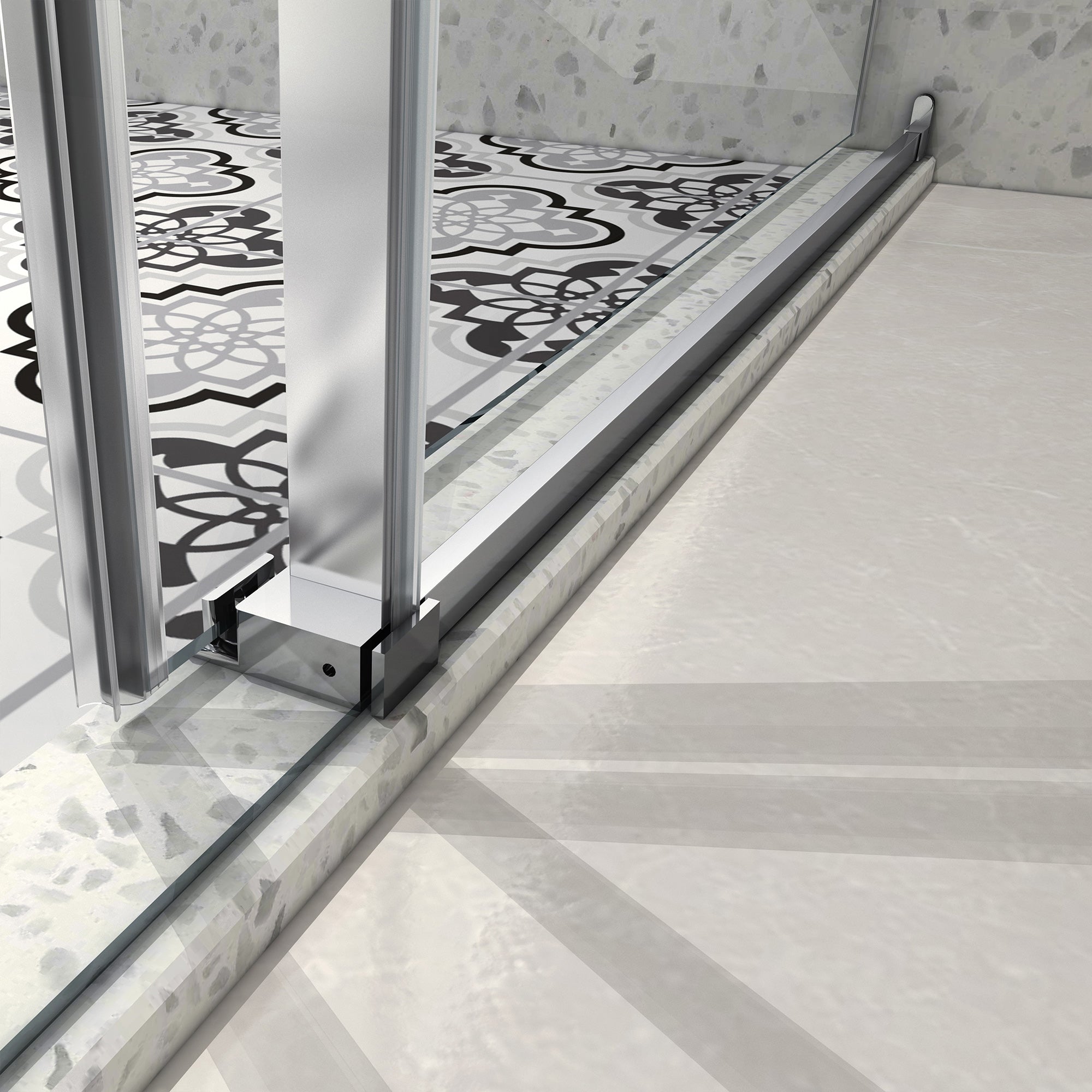 55 to 60 in. W x 76 in. H Sliding Frameless Shower Door with 5/16 Inch (8mm) Thick Tampered Glass RX-SD14