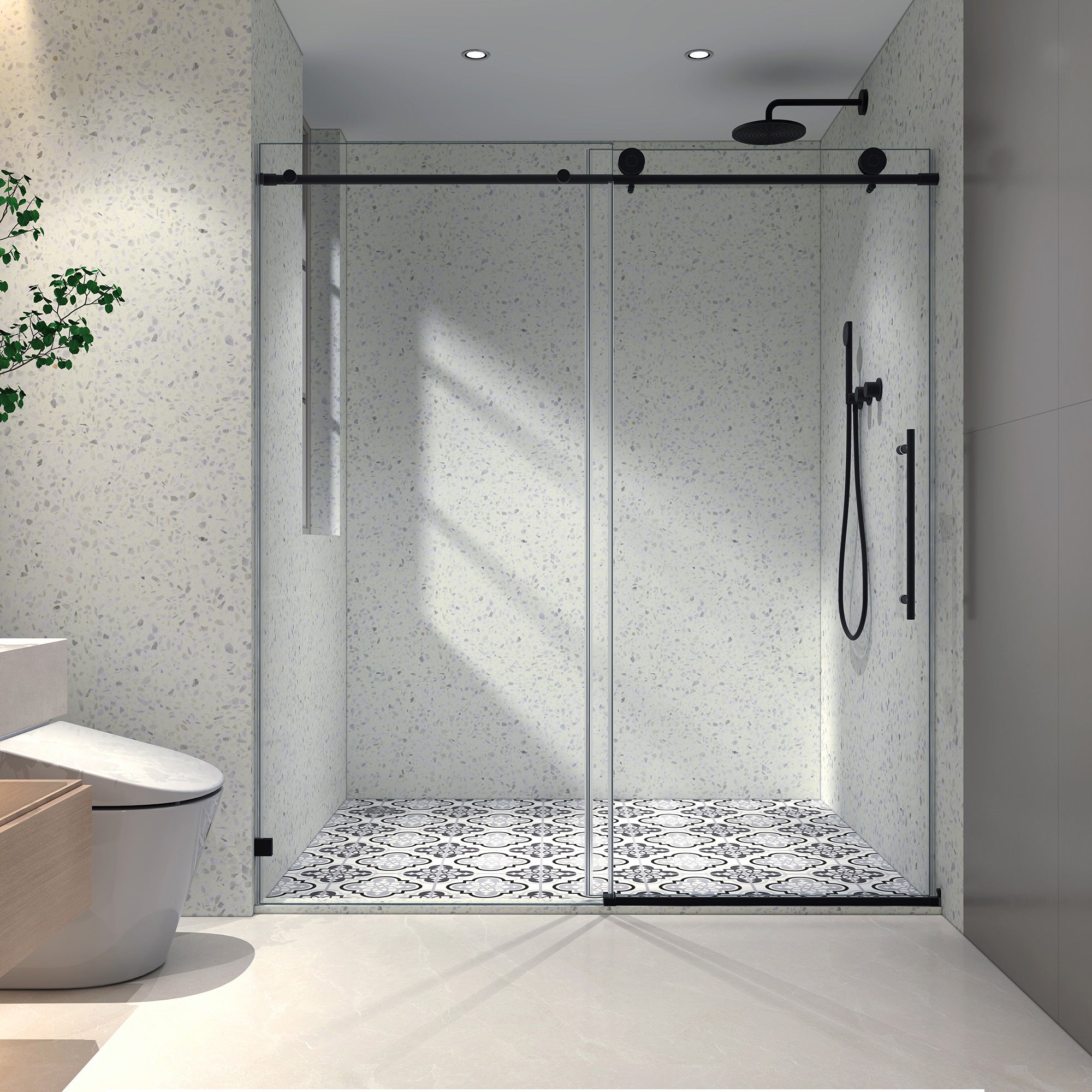 55-60" W x 76" H Frameless Sliding Shower Door, 8mm Tempered Glass