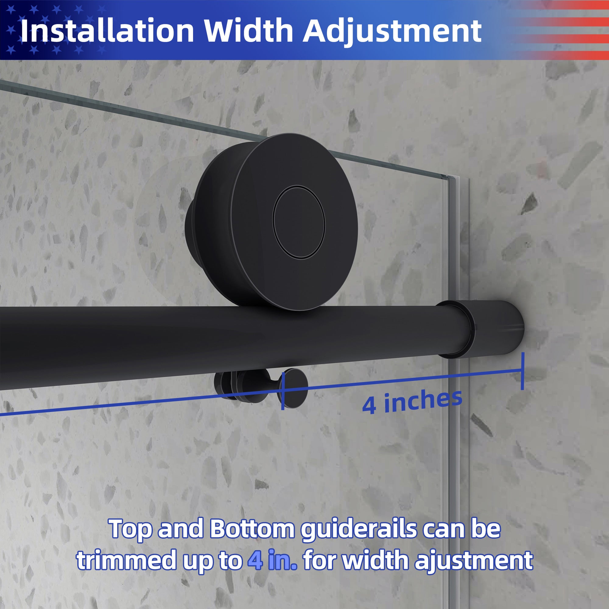 55-60" W x 76" H Frameless Sliding Shower Door, 8mm Tempered Glass