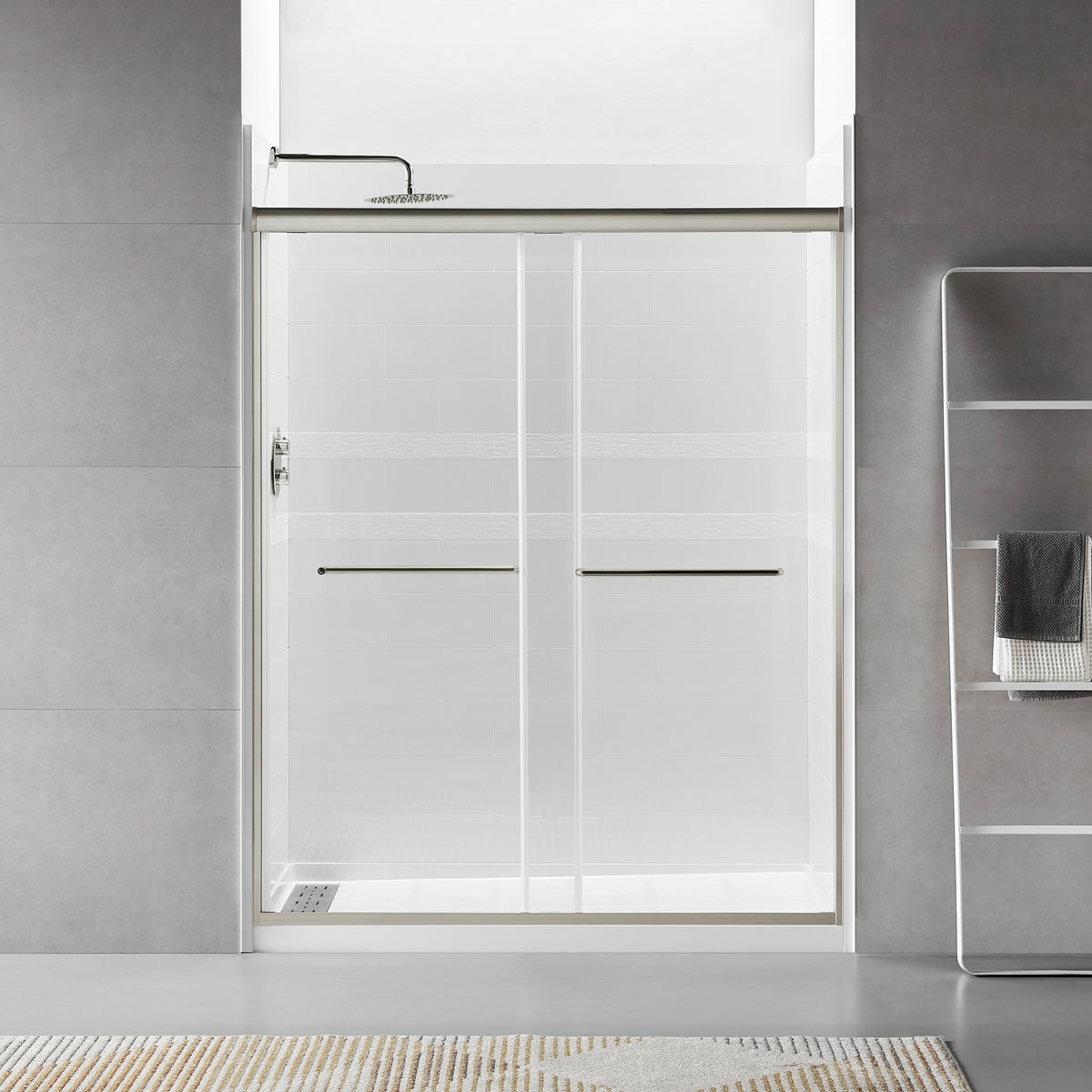 RAINLEX 56-60" x 70" Framed Sliding Shower Door, 6mm Tempered Glass