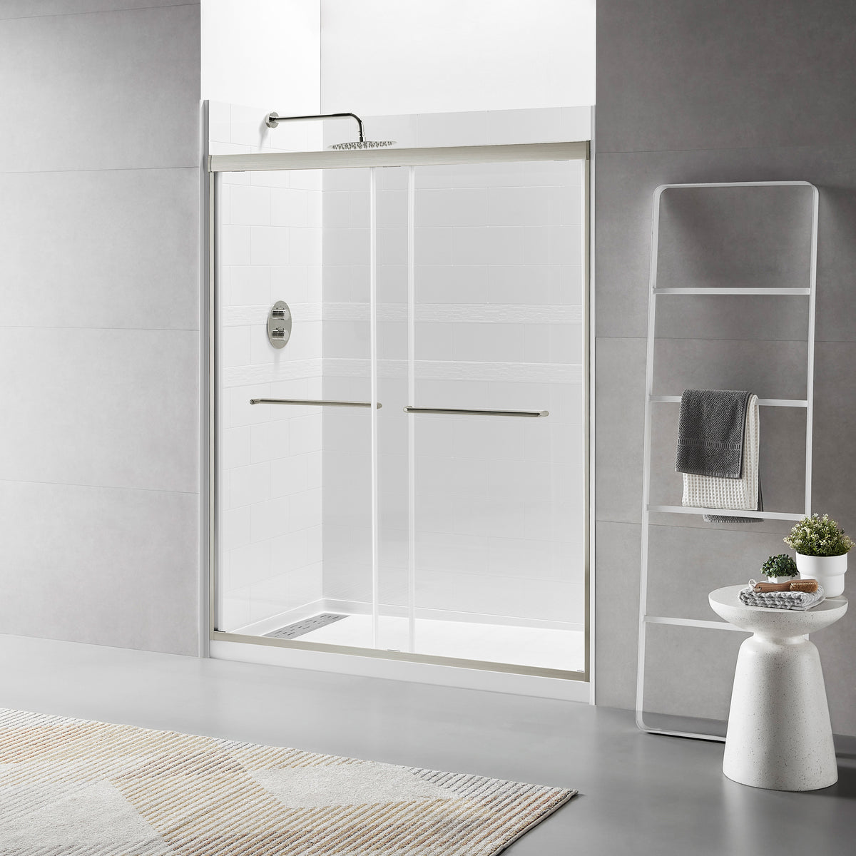 RAINLEX 56-60" x 70" Framed Sliding Shower Door, 6mm Tempered Glass