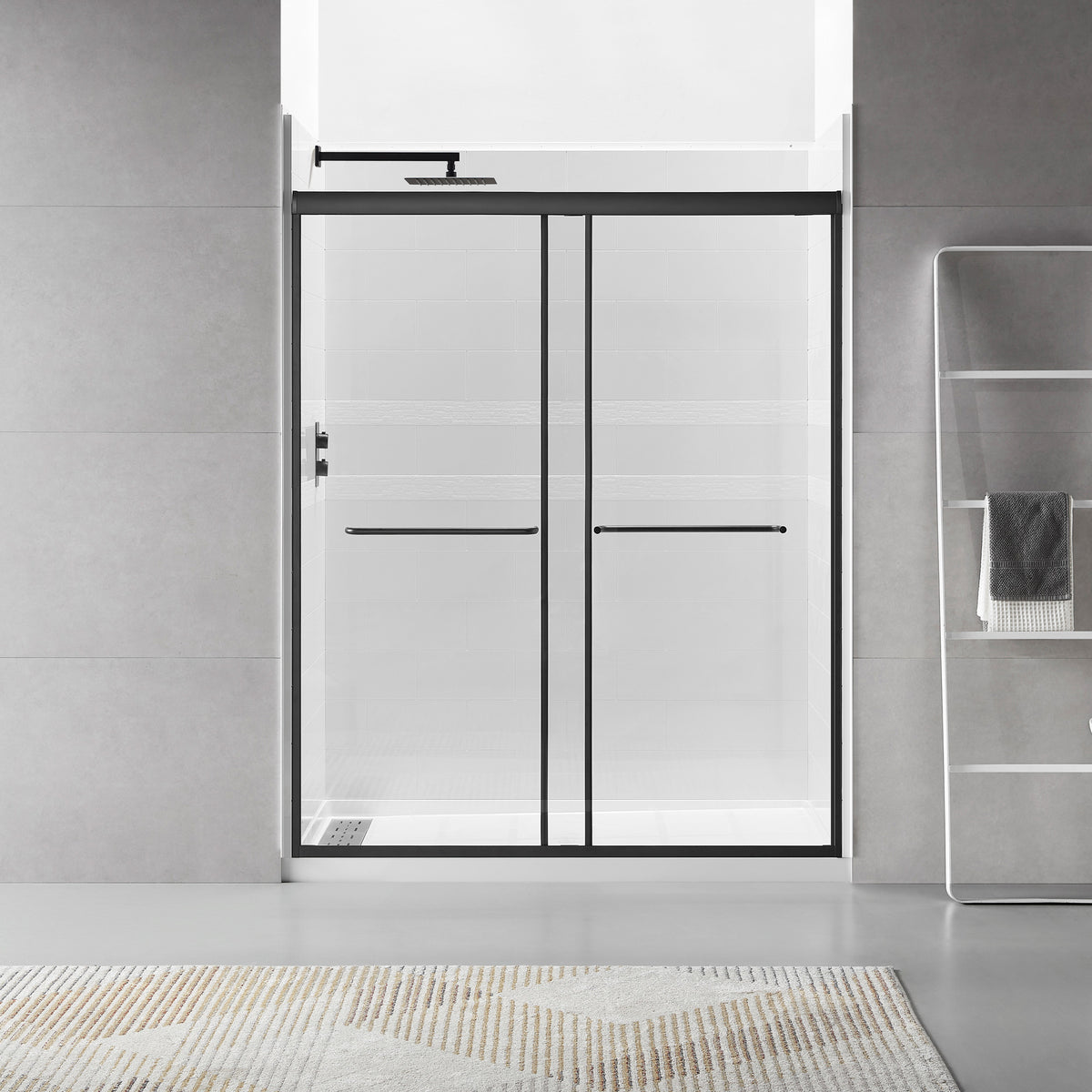 RAINLEX 56-60" x 70" Framed Sliding Shower Door, 6mm Tempered Glass