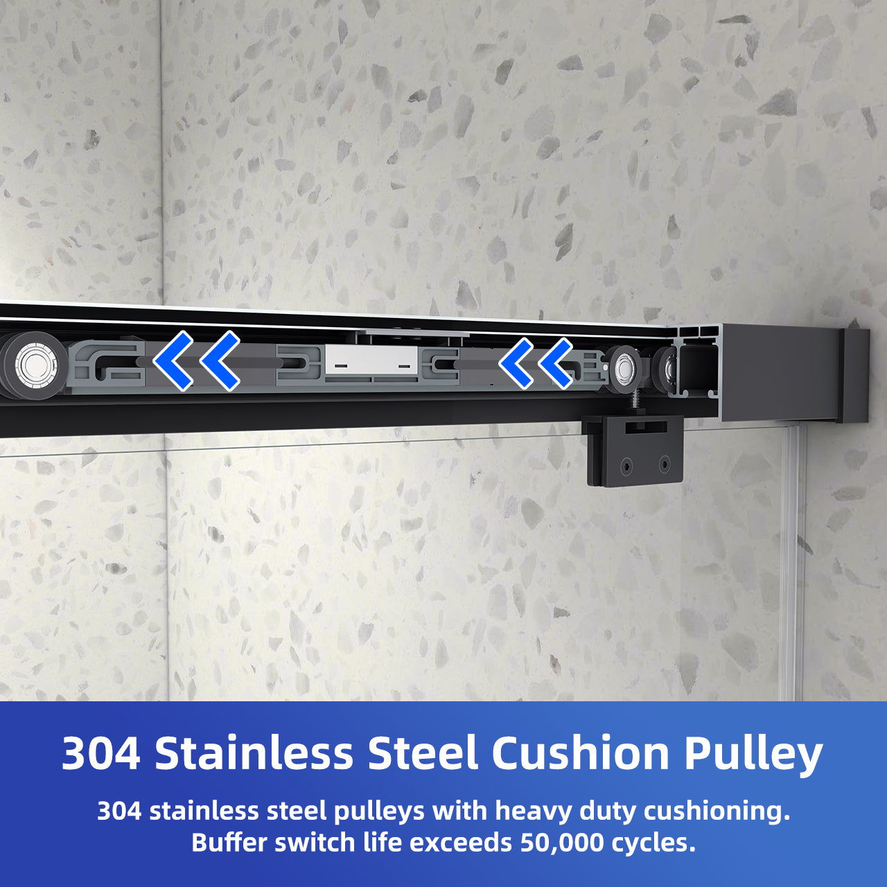 50-55“ W x 76” H North American Frameless Double Sliding Matte Black Shower Door With Adjustable Soft Closing Function 8mm Tempered Glass With Nano Easy Cleaning And Stick Explosion-proof Menbrance RX-SD19-5476MBv