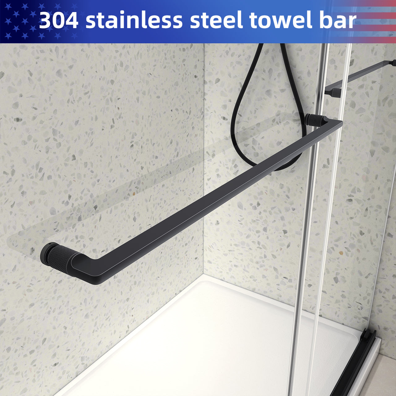 55-61“ W x 76” H North American Frameless Double Sliding Matte Black Shower Door With Adjustable Soft Closing Function 8mm Tempered Glass With Nano Easy Cleaning And Stick Explosion-proof Menbrance RX-SD19-6076MB